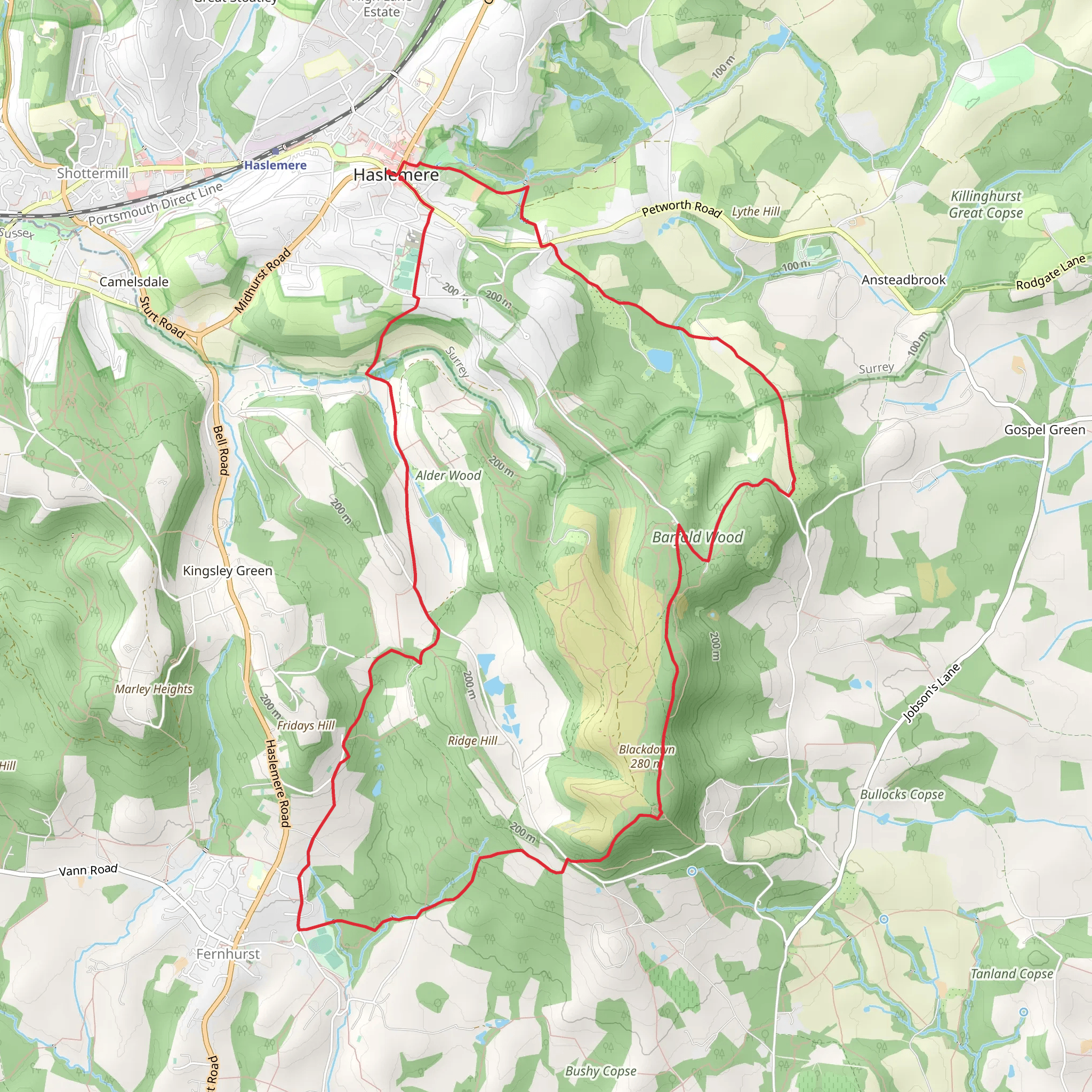 Haslemere to Fernhurst Trail mobile static map