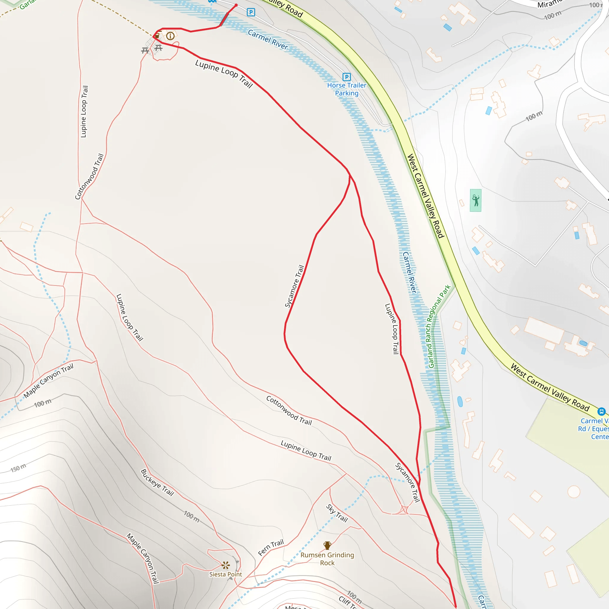 Sycamore and Lupine Loop Trail mobile static map