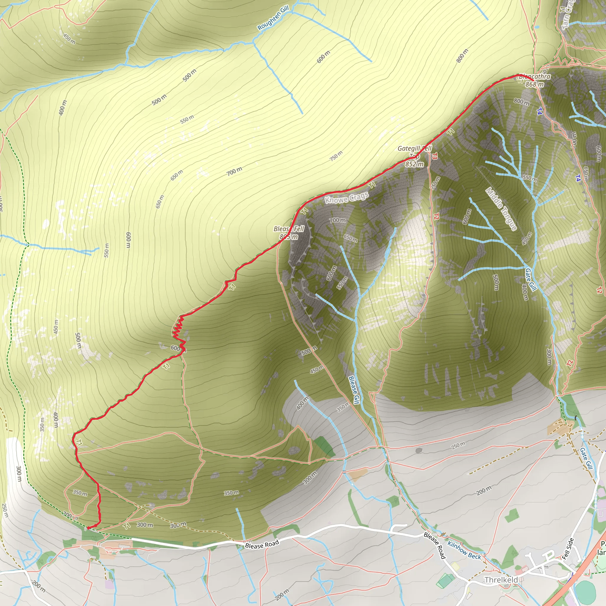Blencathra - Hallsfell Top mobile static map