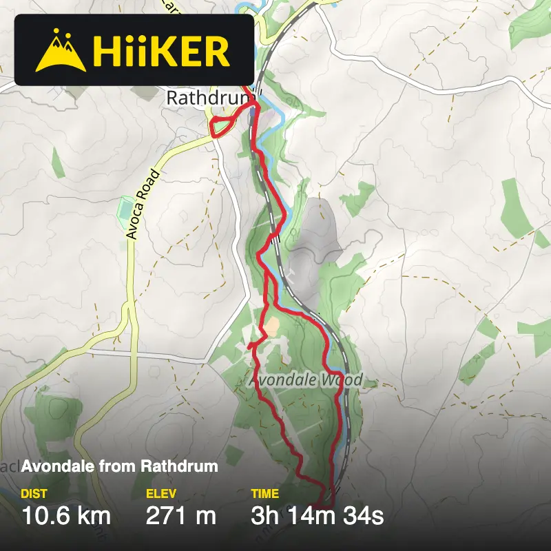 A map preview of the recording Avondale from Rathdrum.