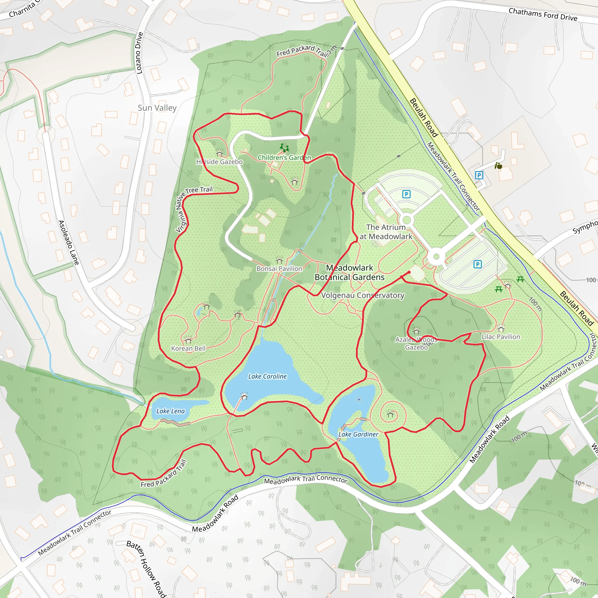 Meadowlark Botanical Gardens Loop mobile static map