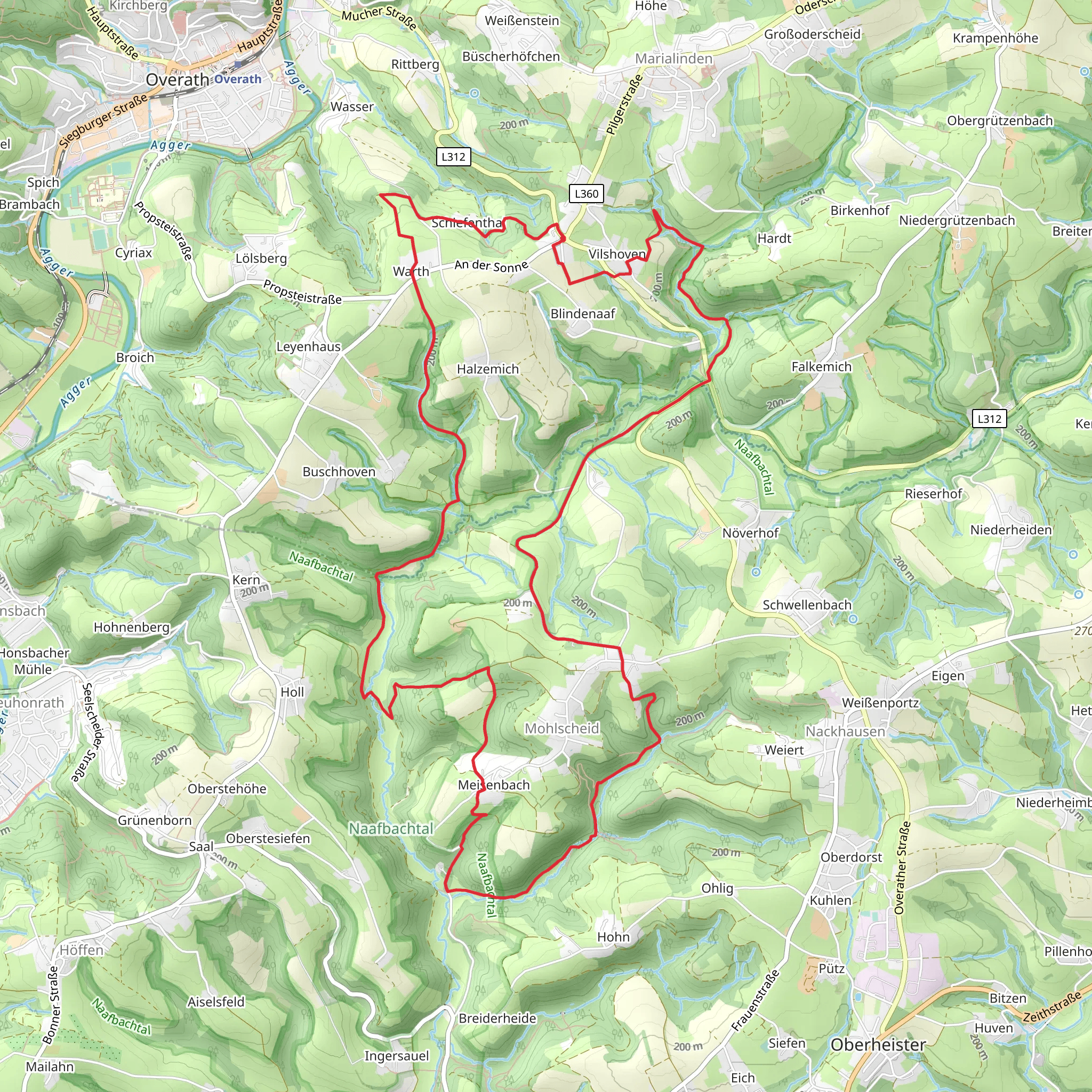 Bergischer Weg, Rundweg A3 and Kurkoelner Weg mobile static map
