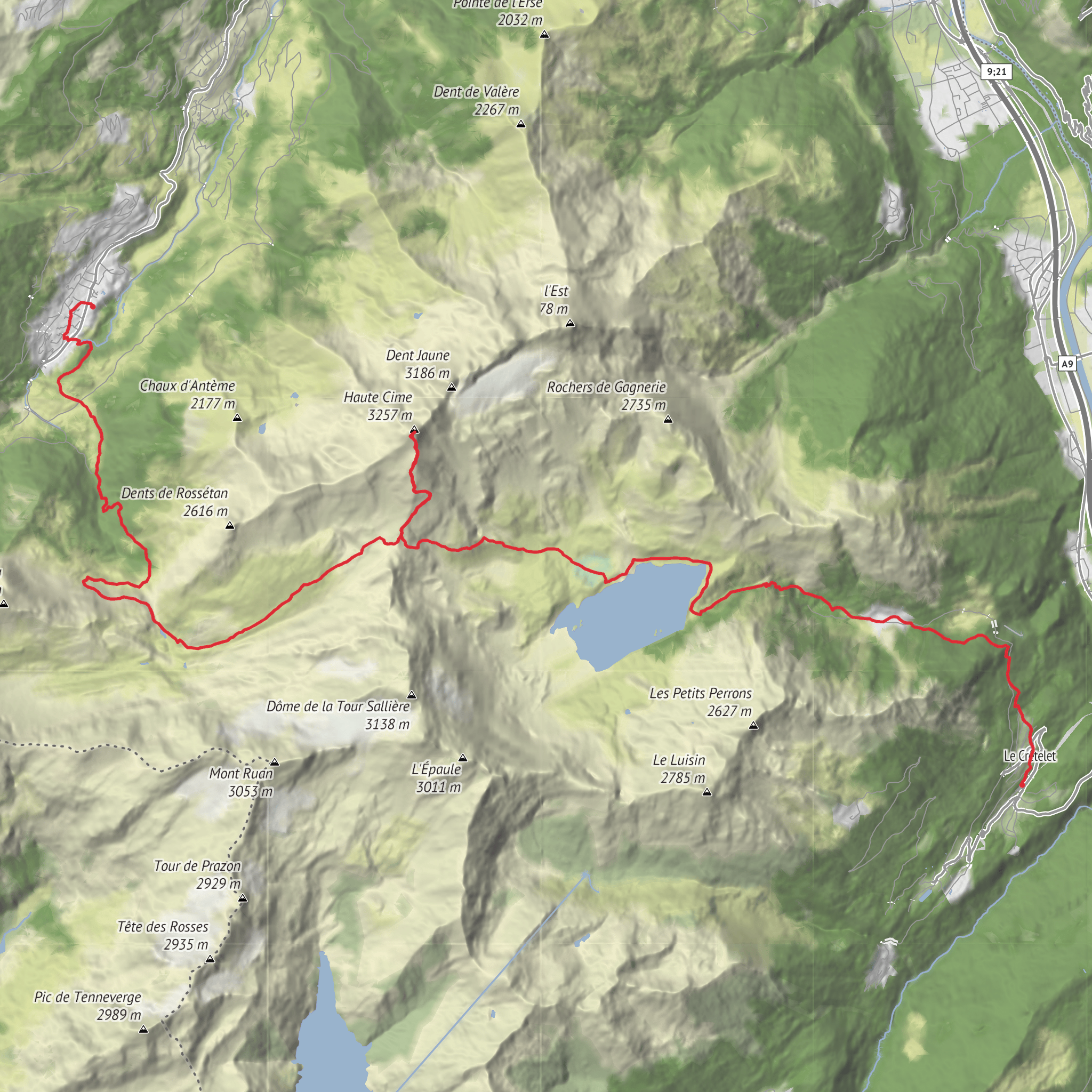 Haute Cime and Lac de Salanfe mobile static map