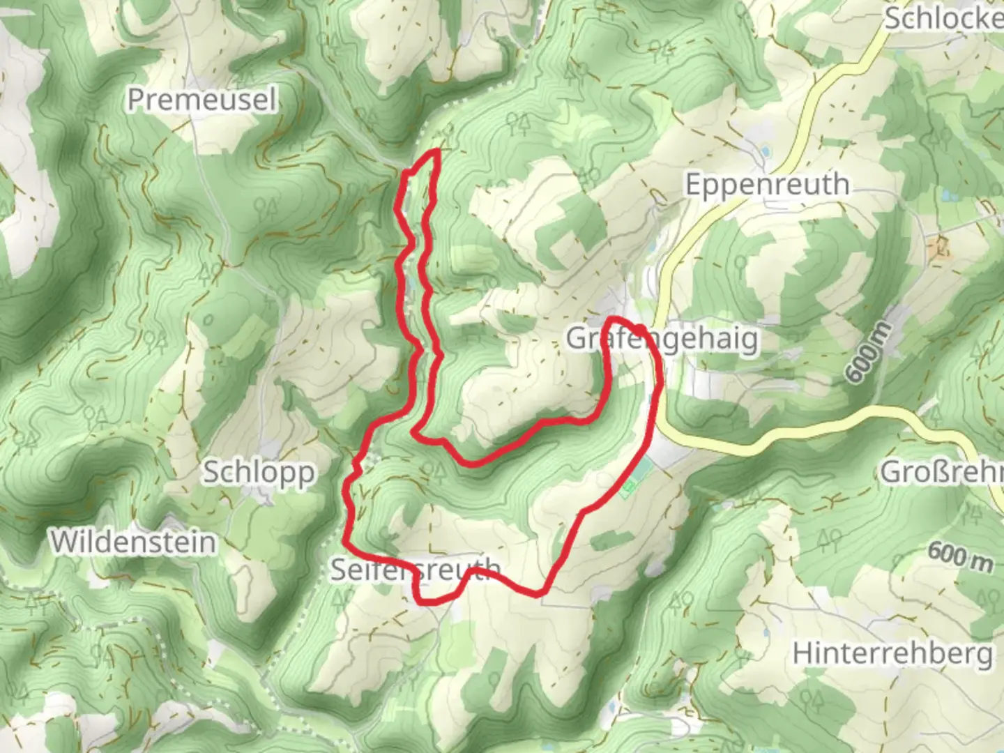 An image depicting the trail Schlackenmuehl Weg KU and its surrounding area.