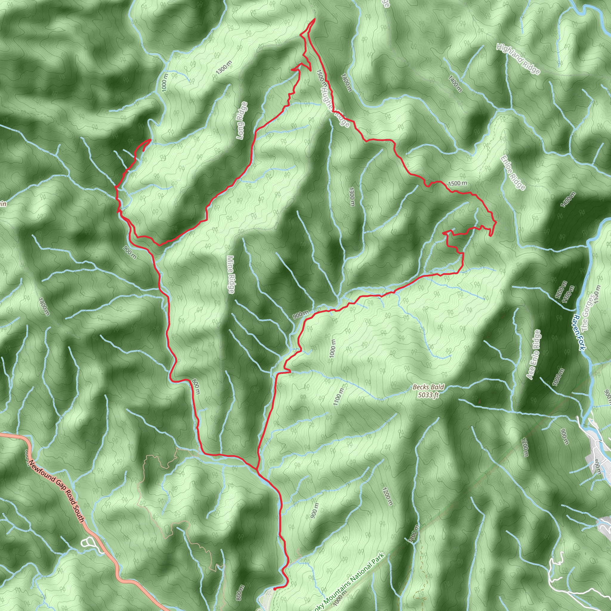 Bradley Fork Trail and Chasteen Creek Trail Loop mobile static map