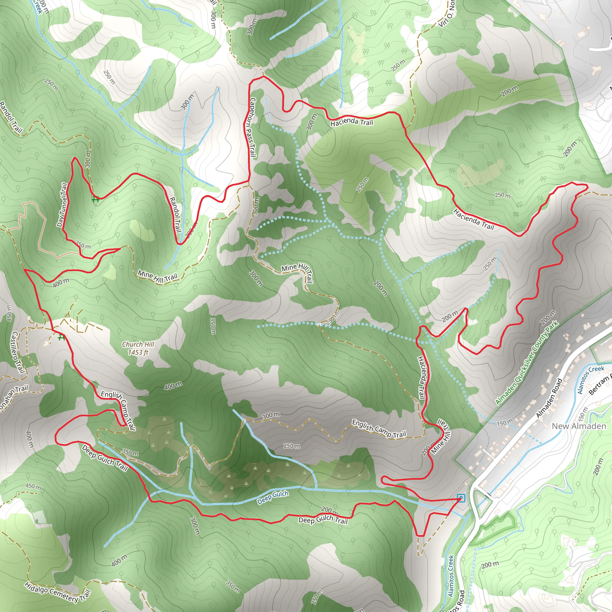 Hacienda, Randol and Deep Gulch Loop Trail mobile static map