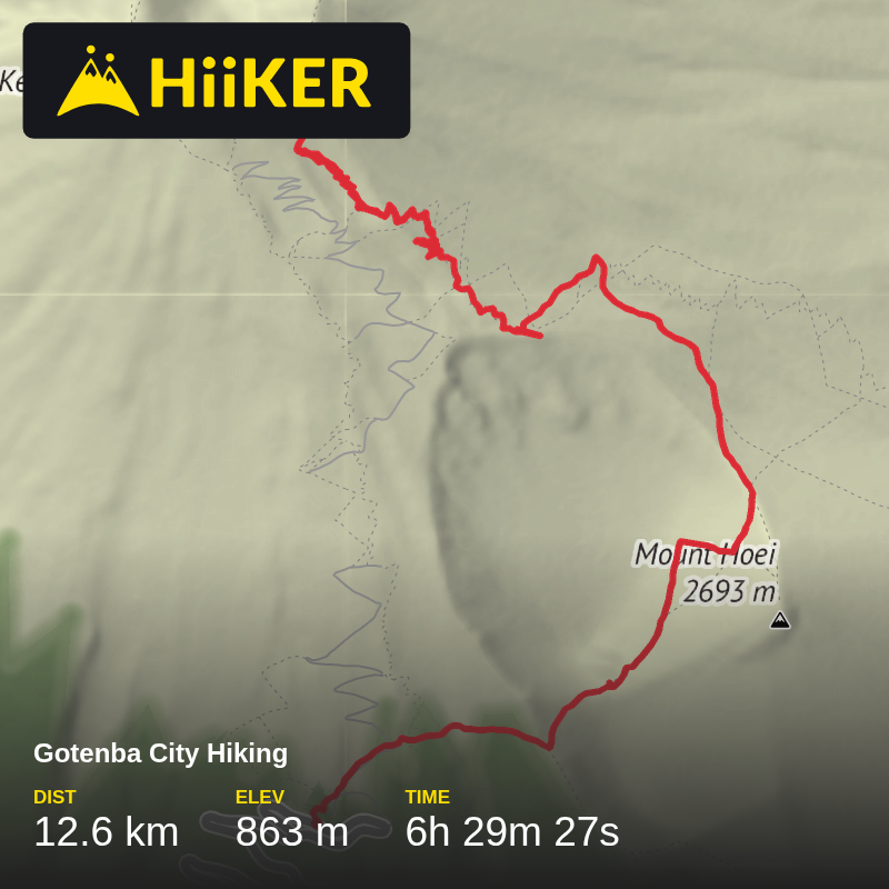 A map preview of the recording Gotenba City Hiking.