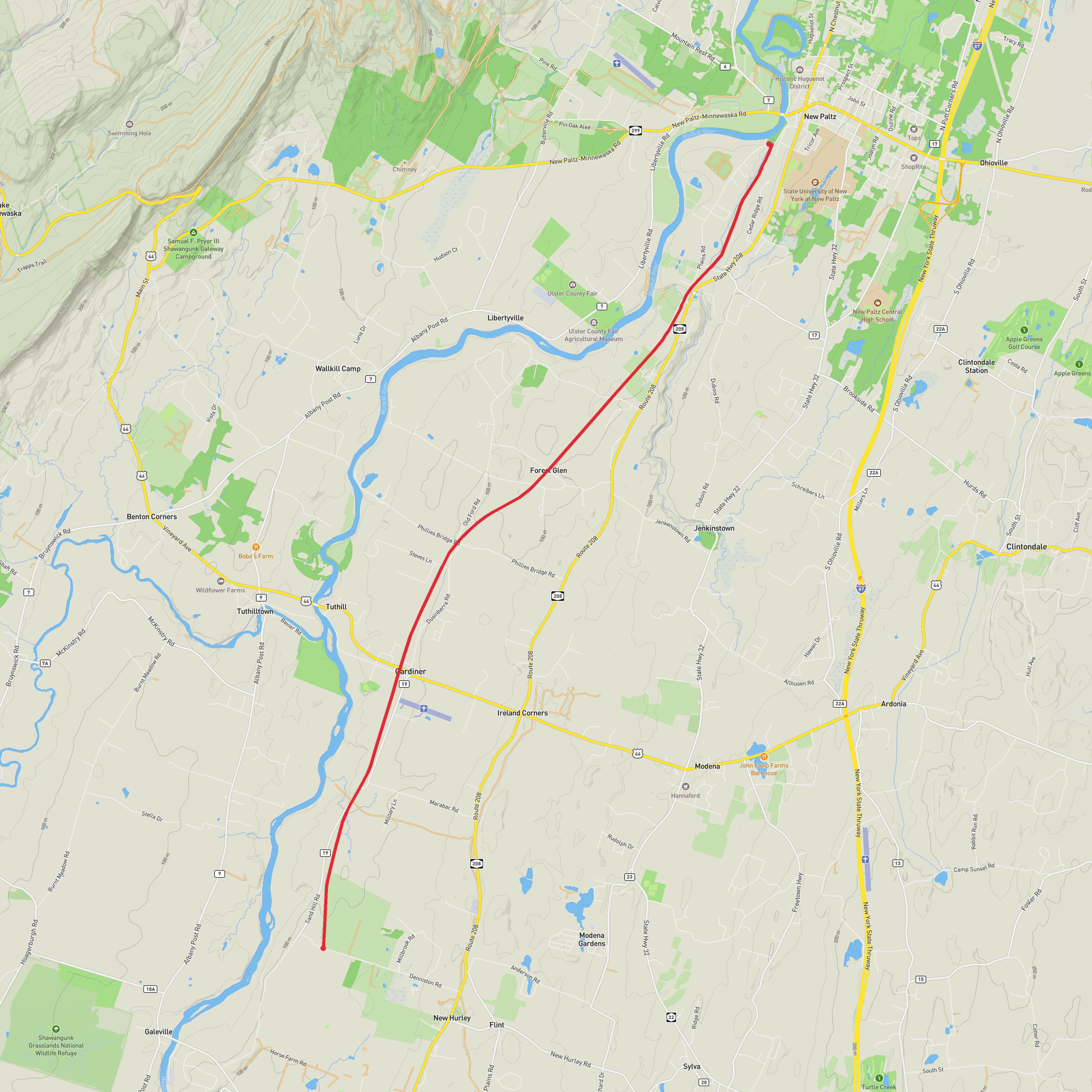 Wallkill Valley Hiking Trail mobile static map