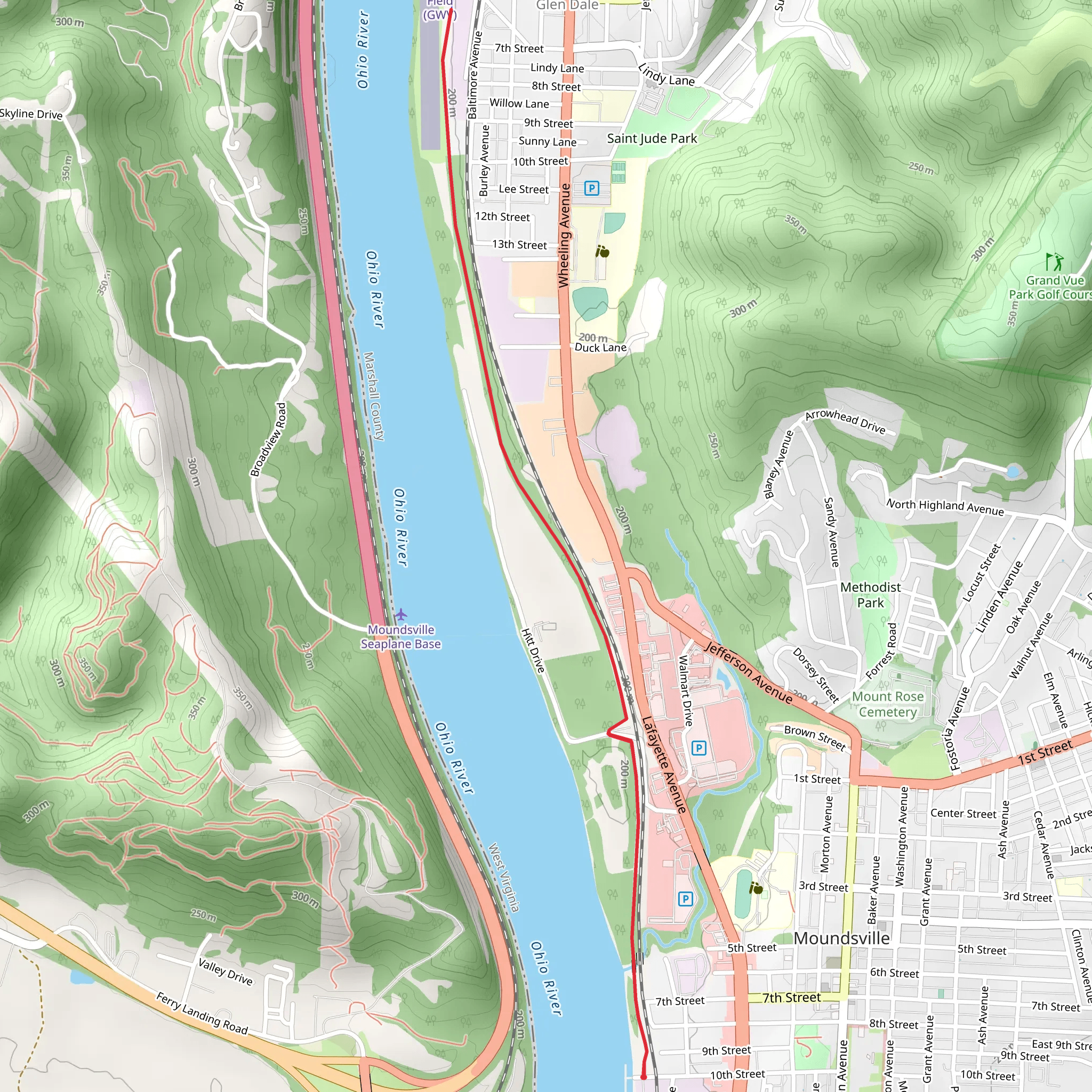 Glen Dale to Moundsville Rail Trail mobile static map