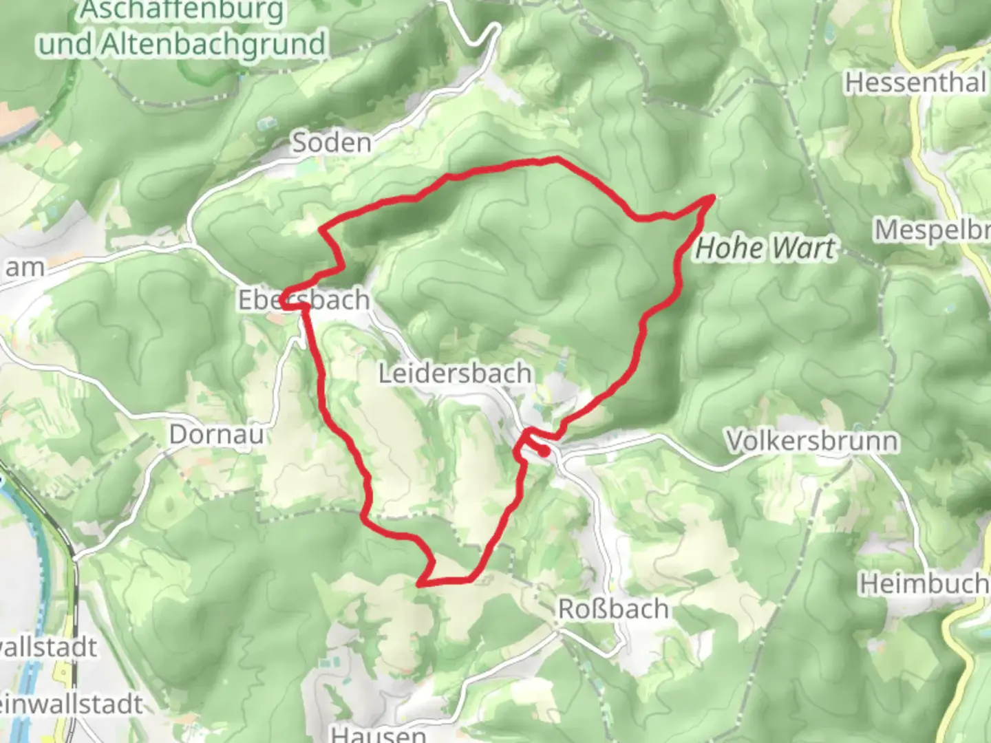 An image depicting the trail Leidersbach Loop via Schlobberg and its surrounding area.