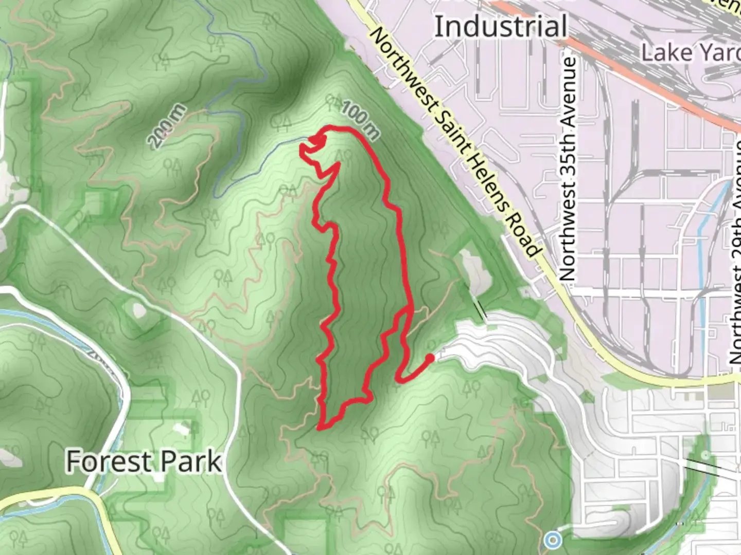 An image depicting the trail Wild Cherry, Wildwood Trail and Northwest Leif Erikson Drive Loop and its surrounding area.