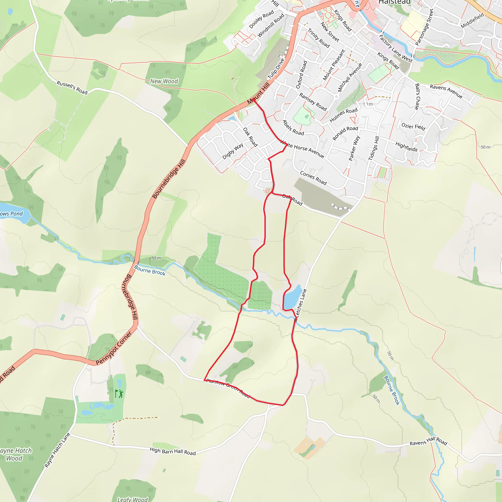 Bushey Leys and Plaistow Green Loop mobile static map