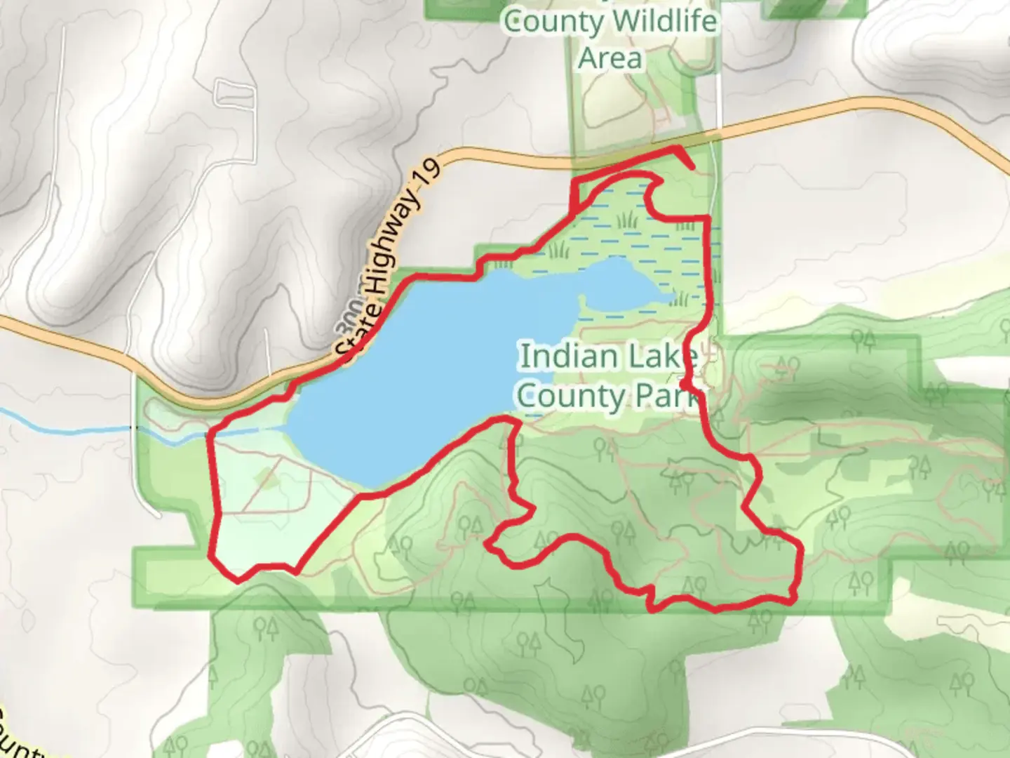 An image depicting the trail Indian Lake Loop and its surrounding area.