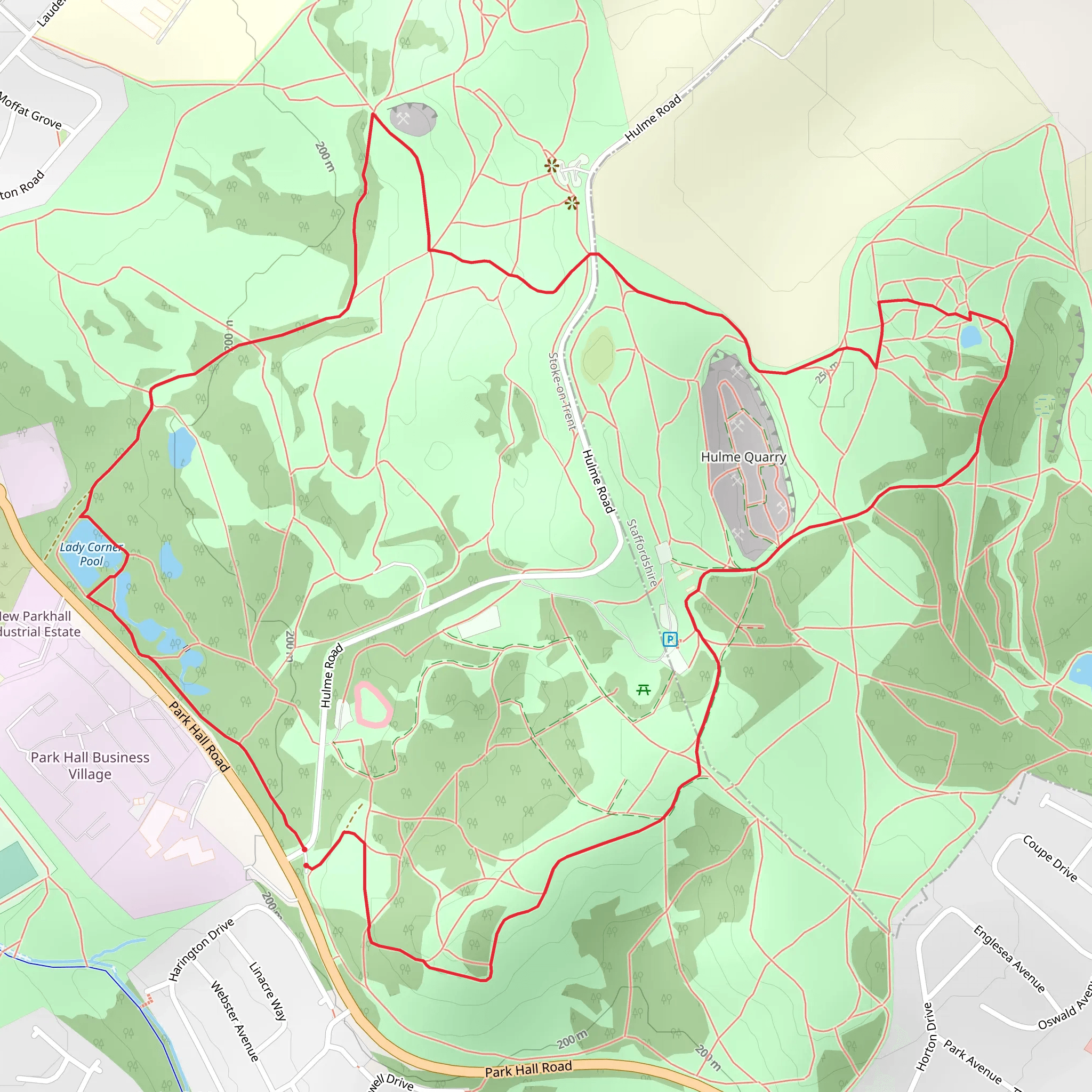 Park Hall Country Park Loop mobile static map