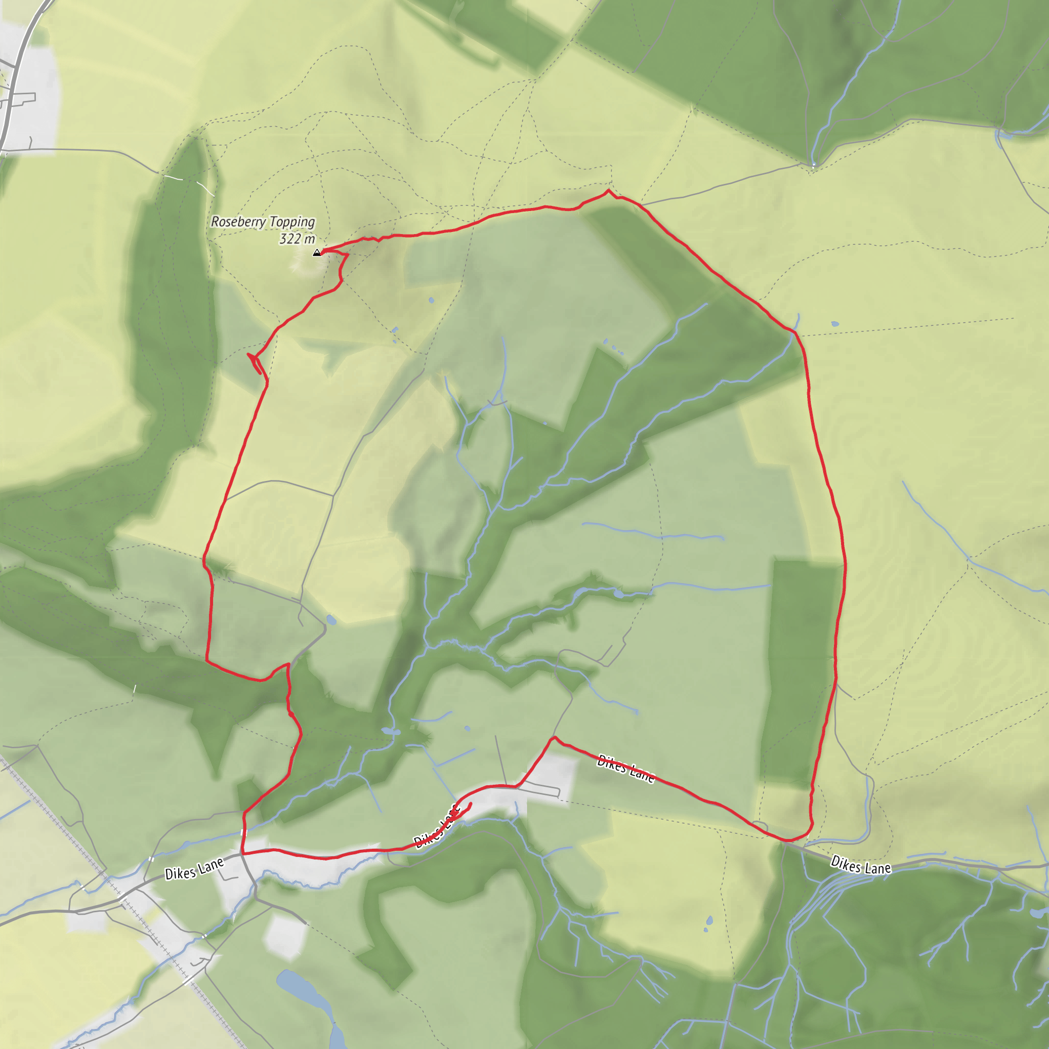Roseberry Topping - Aireyholme Lane Loop mobile static map