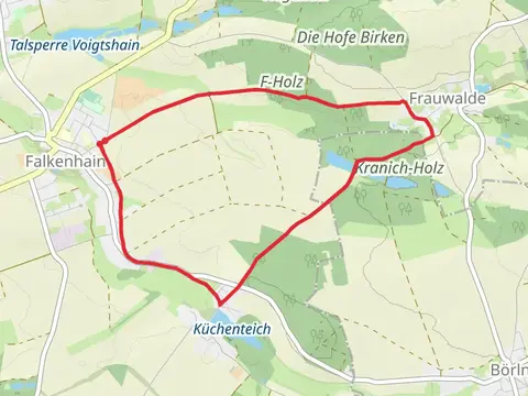 Falkenhain to Heyda and Frauwalde Loop via Kuchenteich