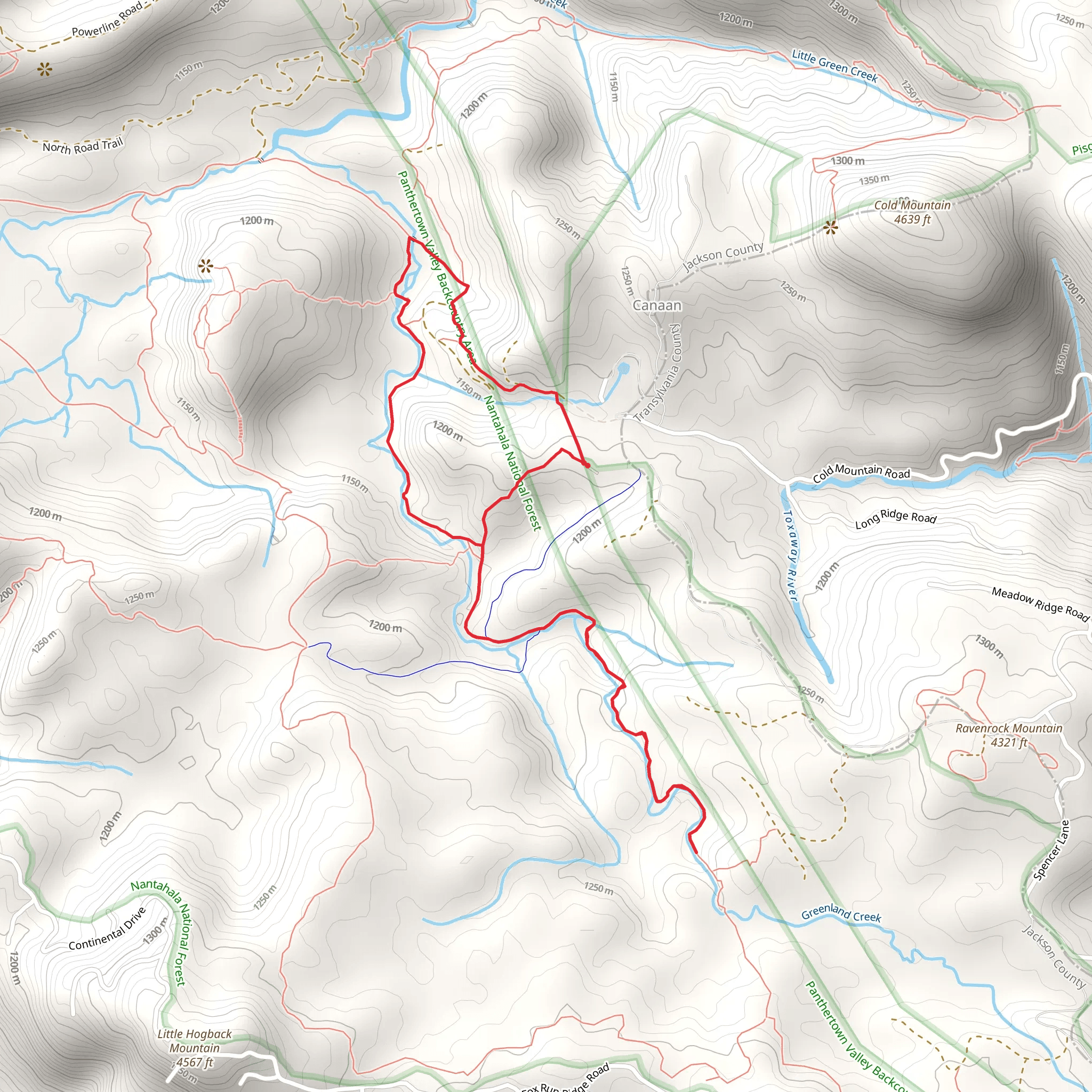 Greenland Creek and Schoolhouse Falls Loop Trail mobile static map