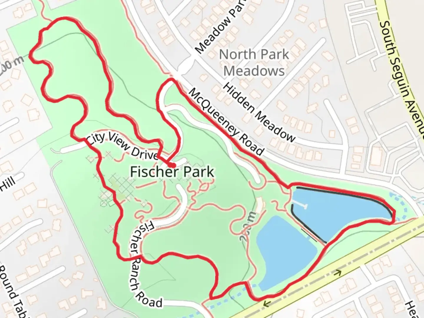 An image depicting the trail Fischer Park Loop and its surrounding area.