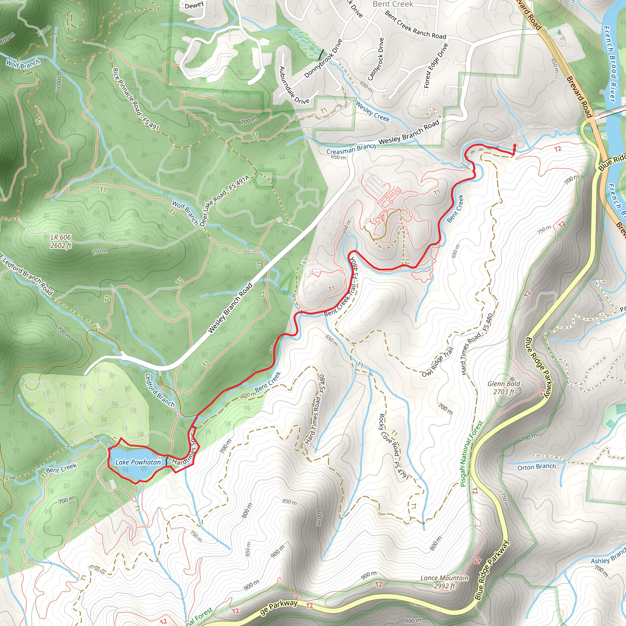 Lake Powhatan via Old Mill Trail mobile static map