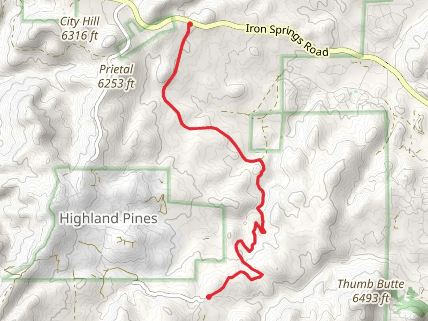 An image depicting the trail Javelina Trail and West Trail and its surrounding area.