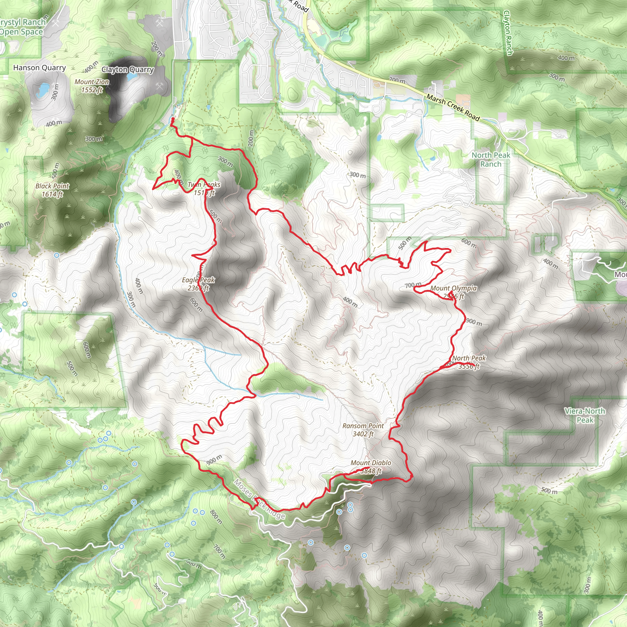 Twin Peaks and Eagle Peak via Juniper Trail mobile static map