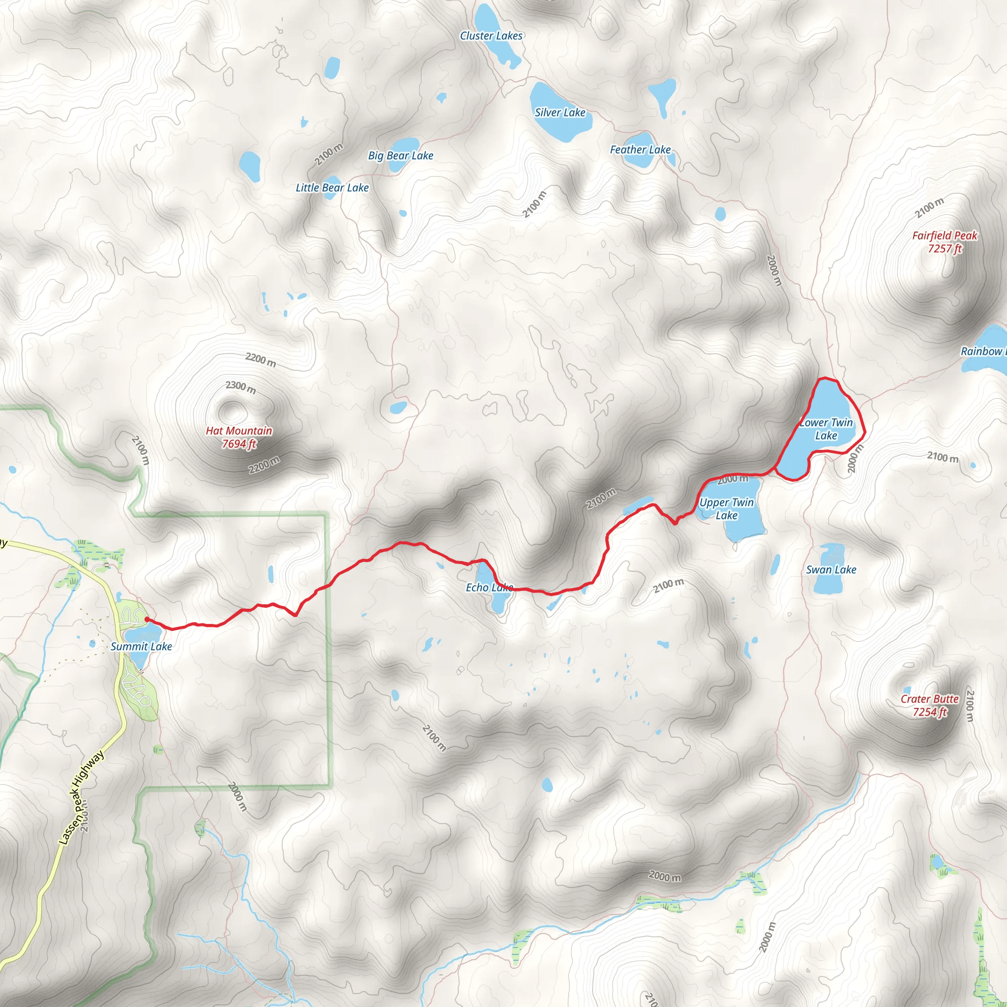 Summit Lake - Echo Lake - Upper and Lower Twin Lakes mobile static map