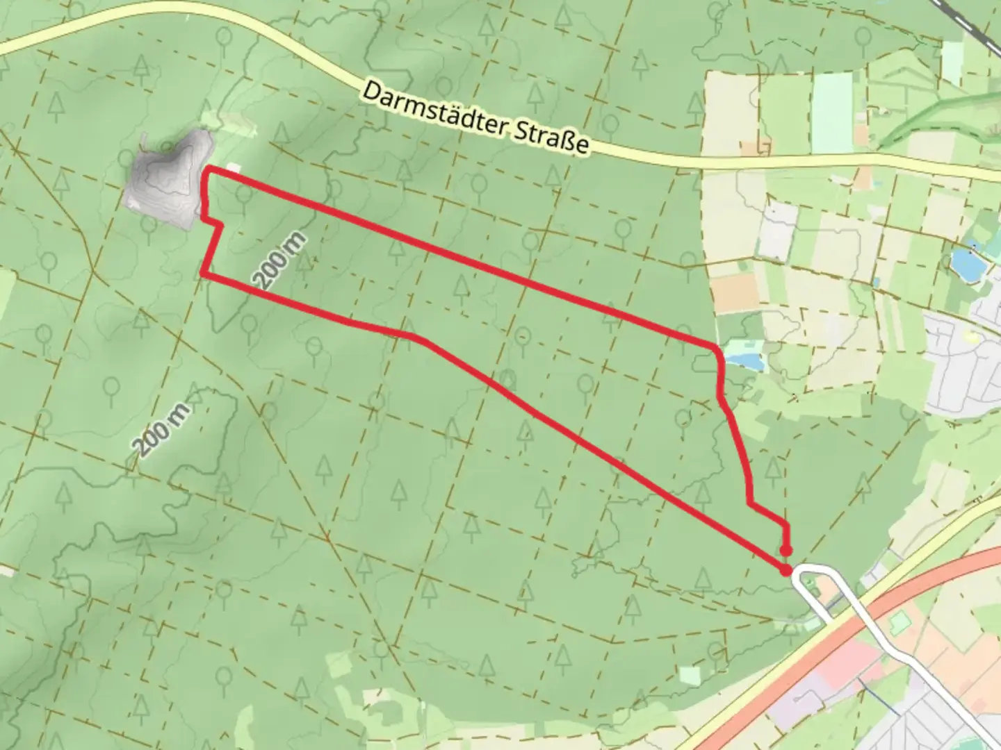 An image depicting the trail Viehtrieb and Kleeplatten Schneise and its surrounding area.