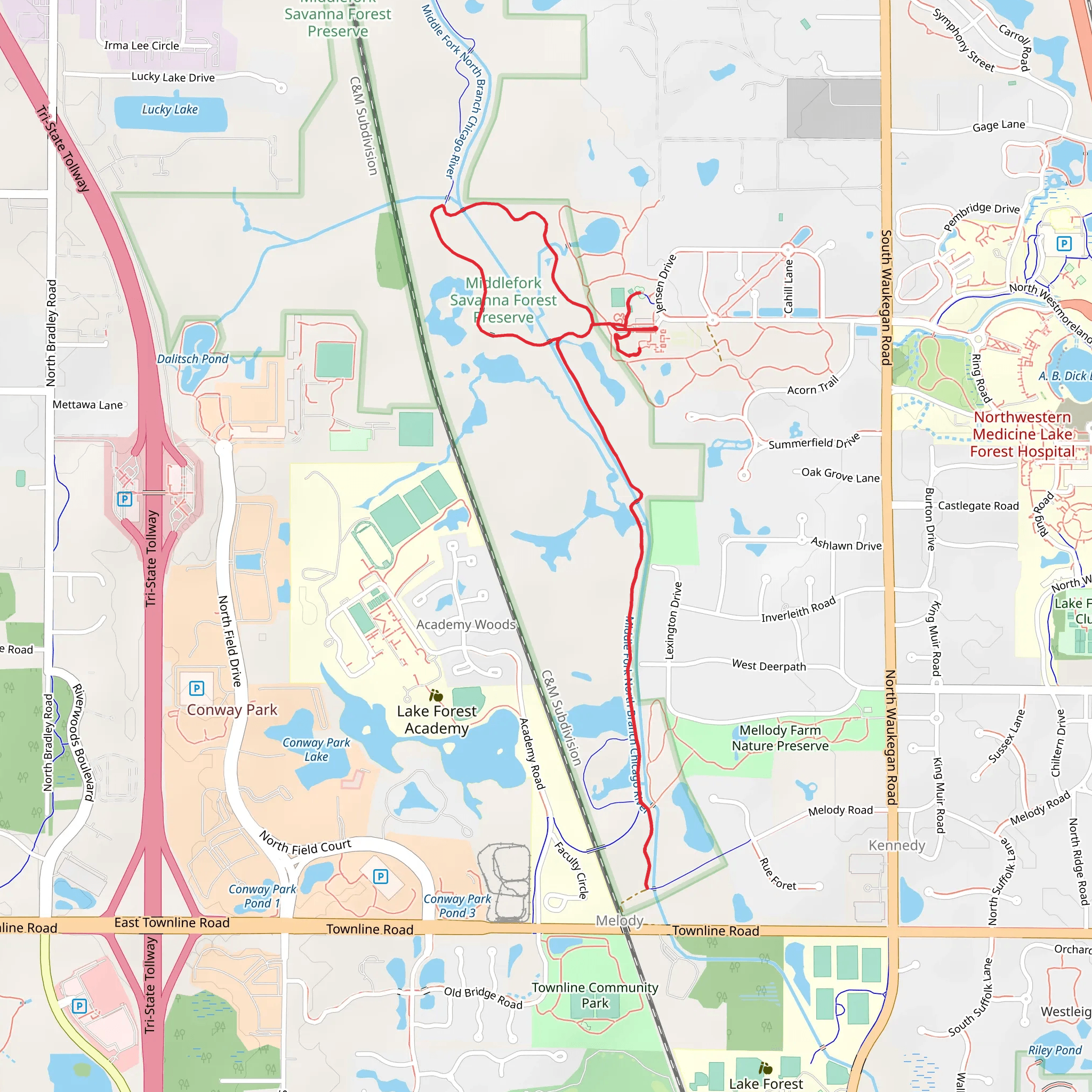 Middlefork Greenway mobile static map