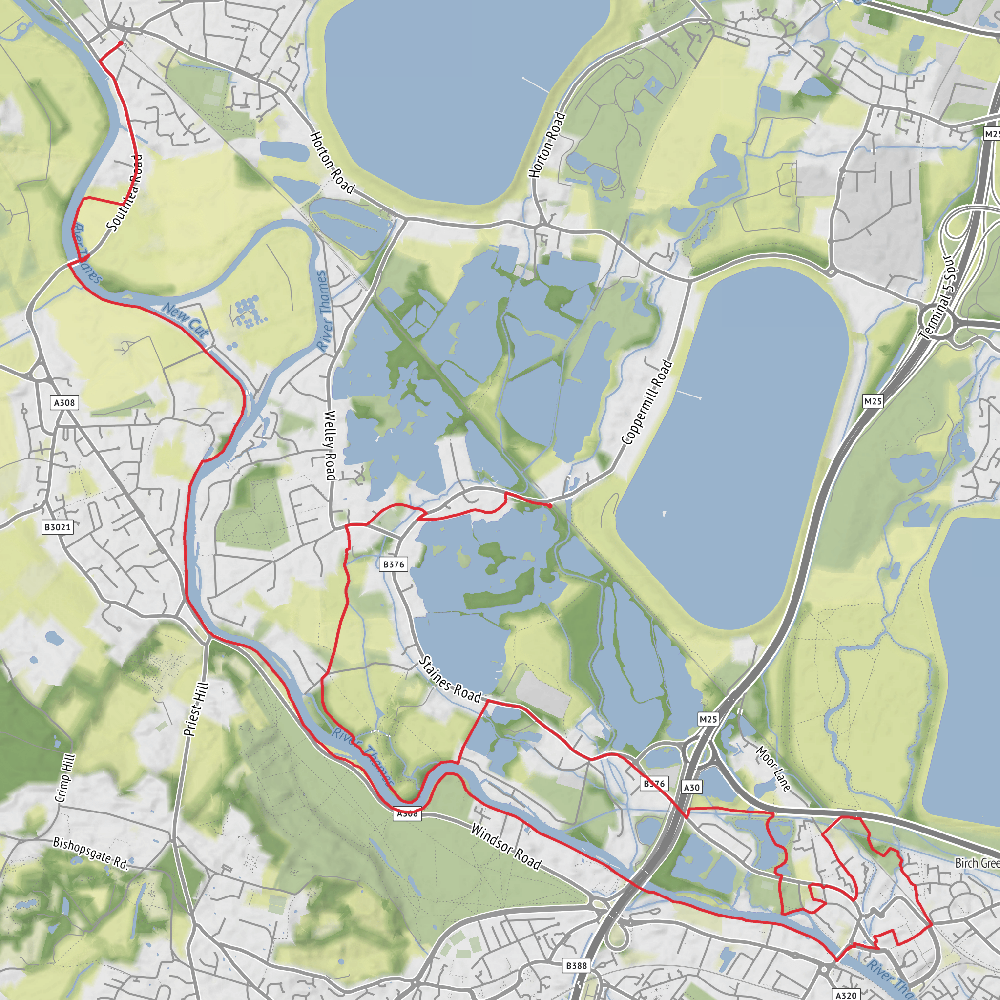 Wraysbury to Datchet via Holm Island and Magna Carta Island mobile static map