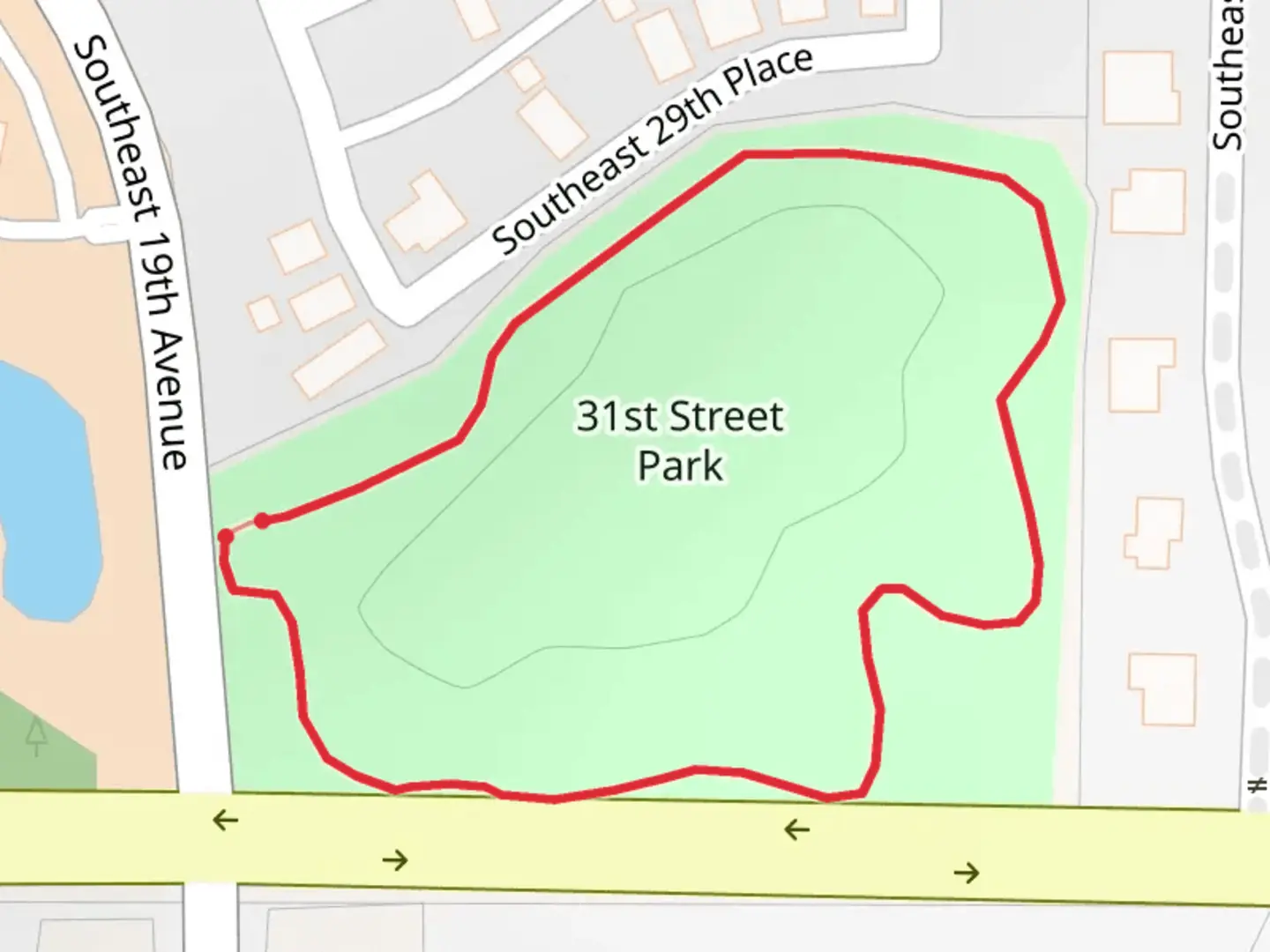 An image depicting the trail 31st Street Park Loop and its surrounding area.