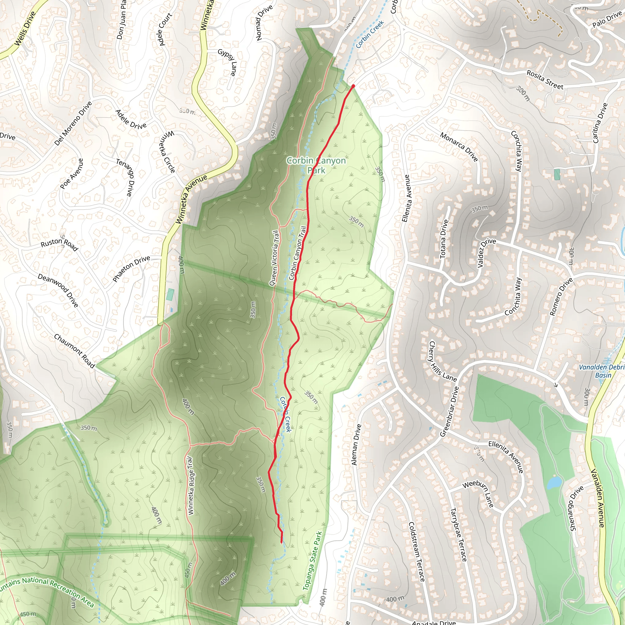 Corbin Canyon Trail mobile static map