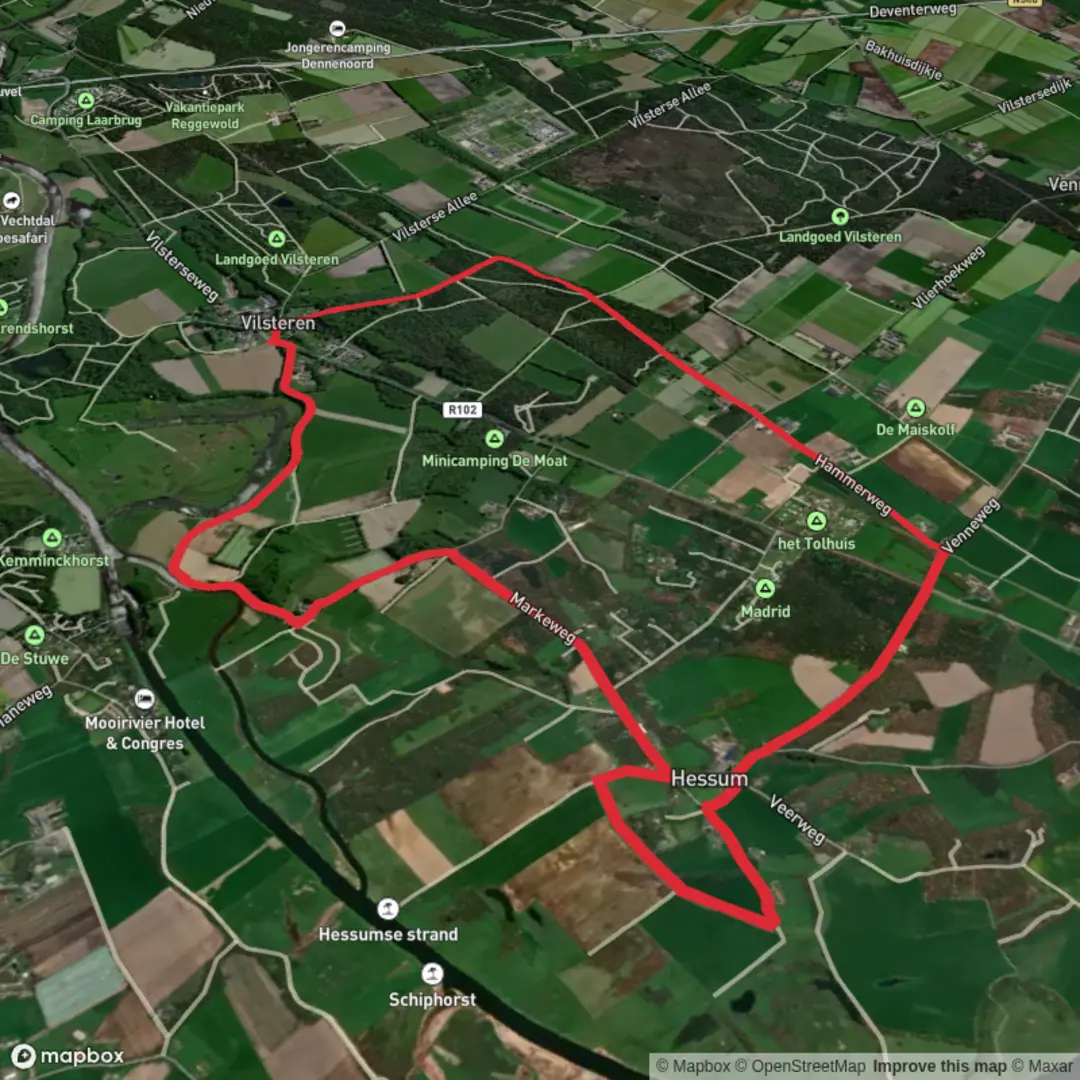 An image depicting the trail Gemeente Ommen and Hessum Loop and its surrounding area.