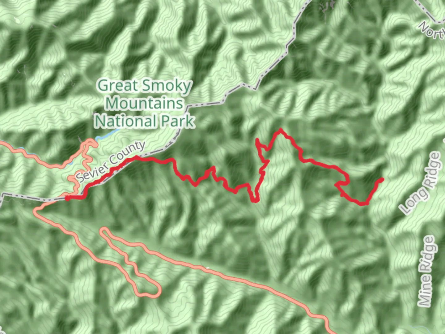An image depicting the trail Sweat Heifer Creek - Grassy Branch - Cabin Flat Trail and its surrounding area.