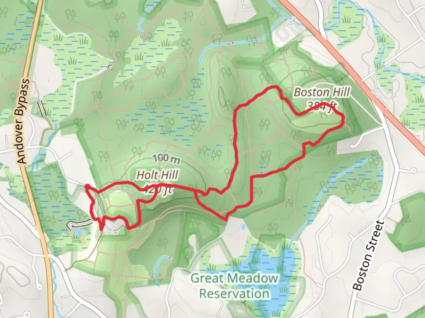 An image depicting the trail Holt Hill and Boston Hill Loop via Graham Trail and its surrounding area.