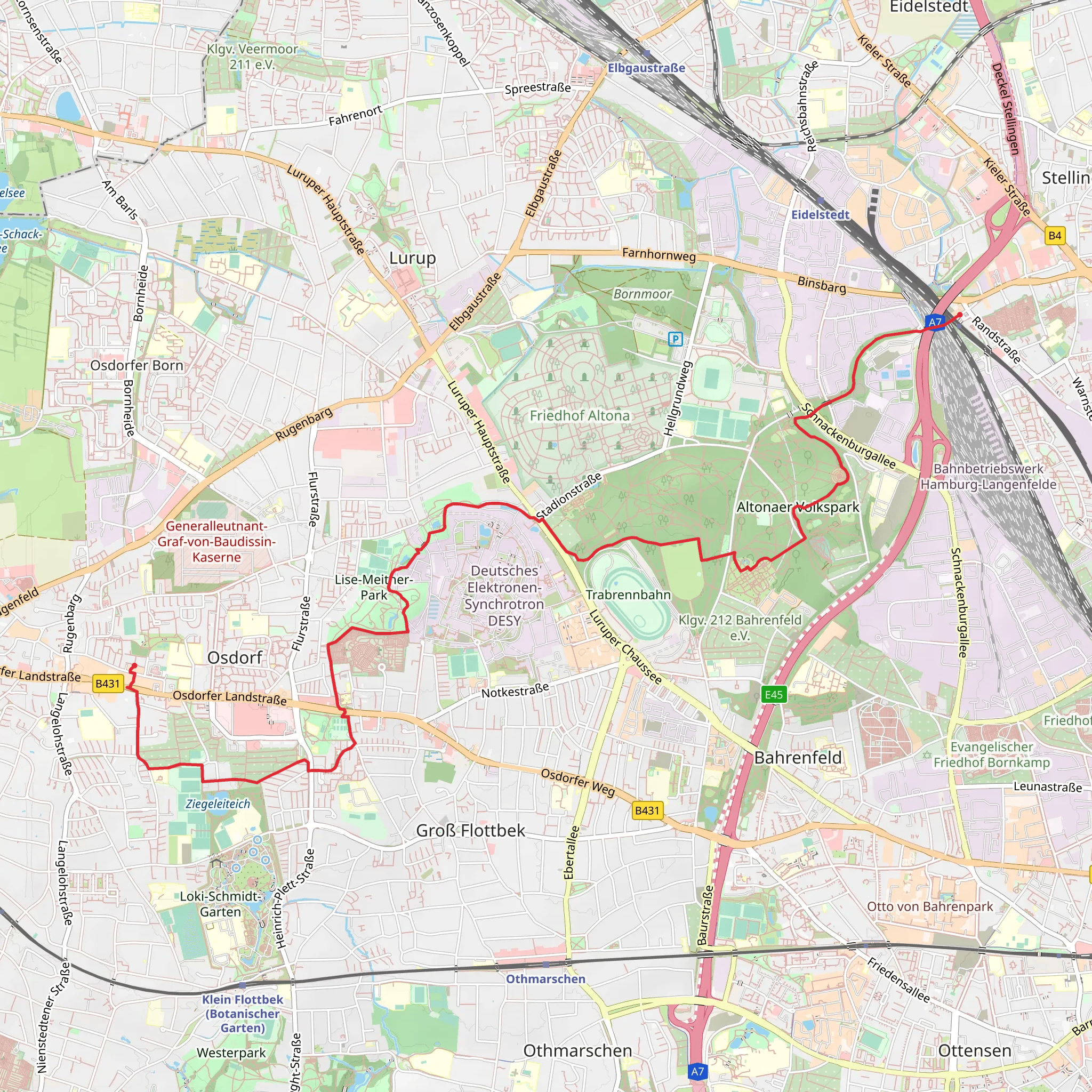 Stellingen to Osdorf via Eisenkraeutweg mobile static map