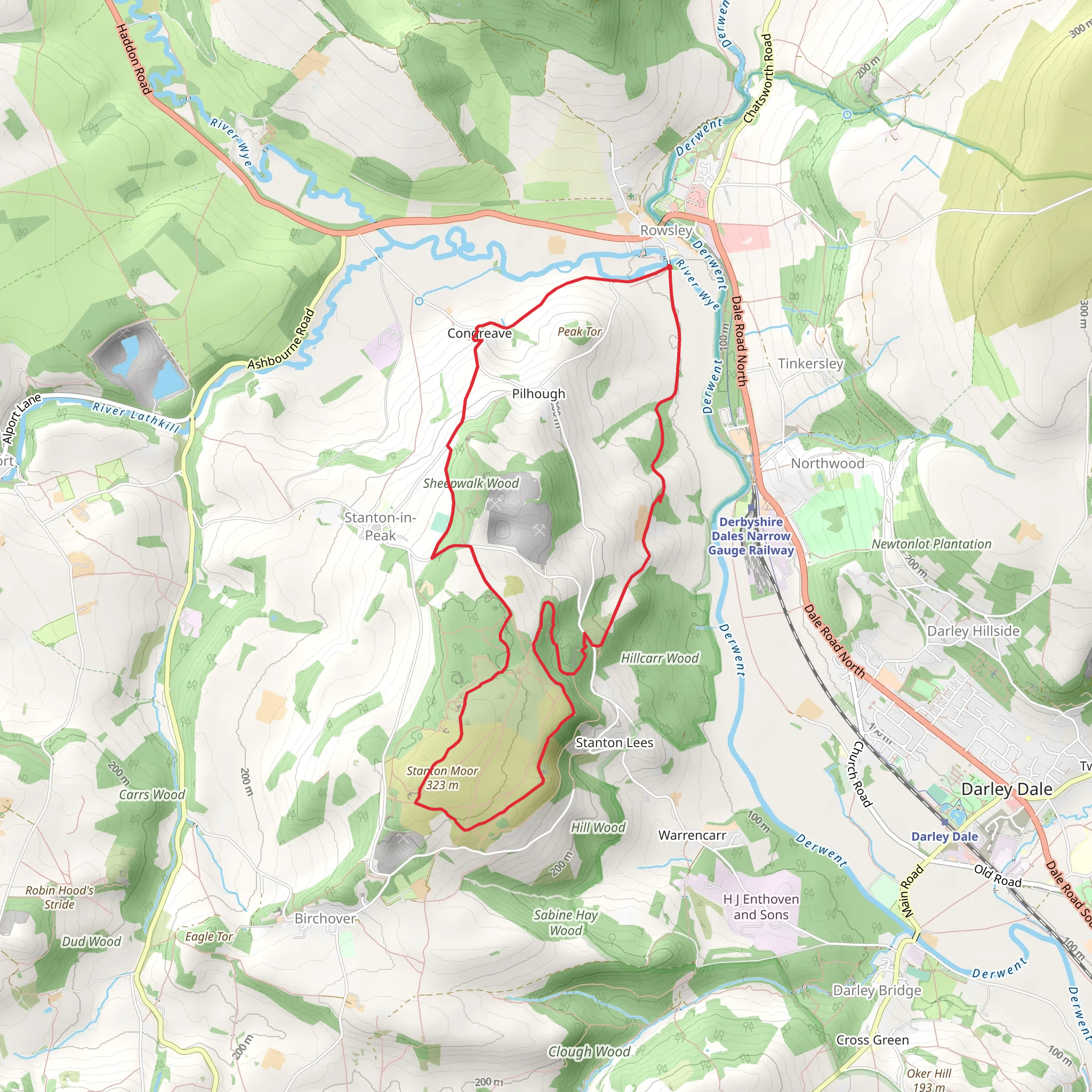 Stanton Moor Loop from Rowsley mobile static map