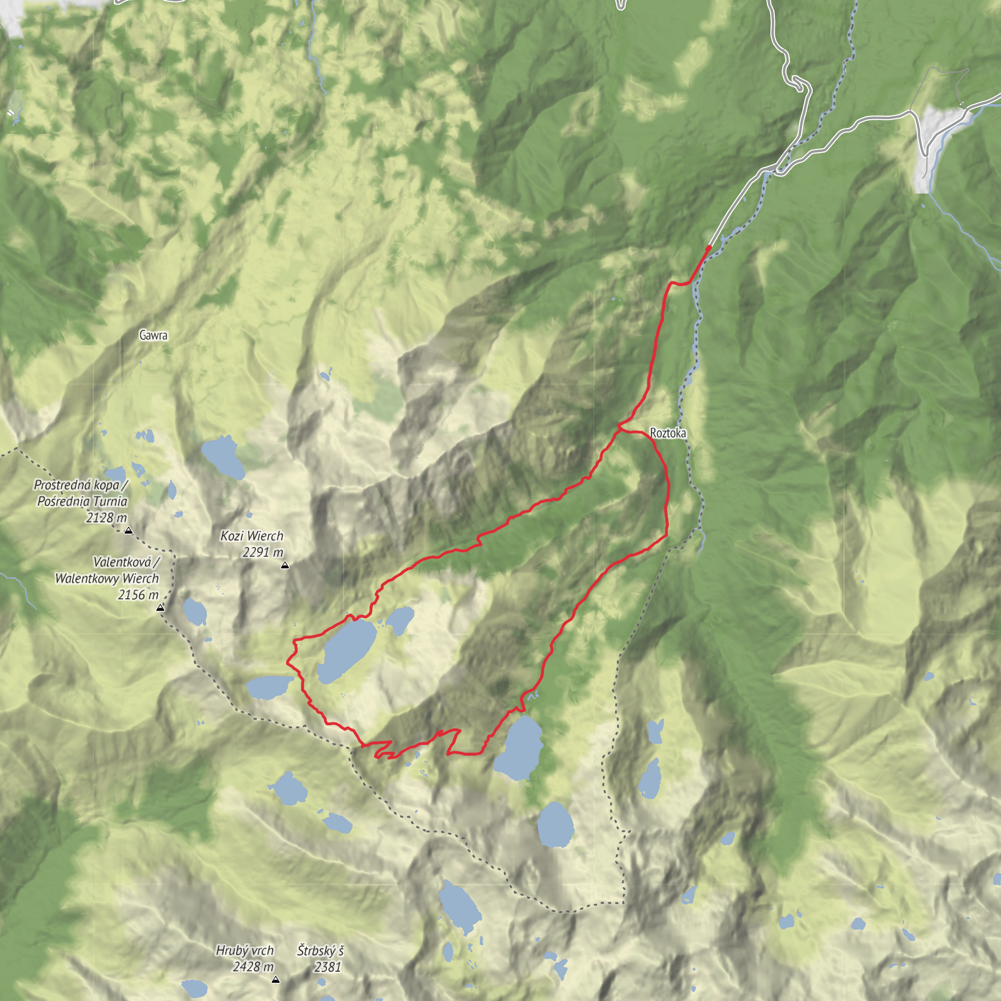 Hike from Polen to Morskie Oko & Szpiglasowy mobile static map