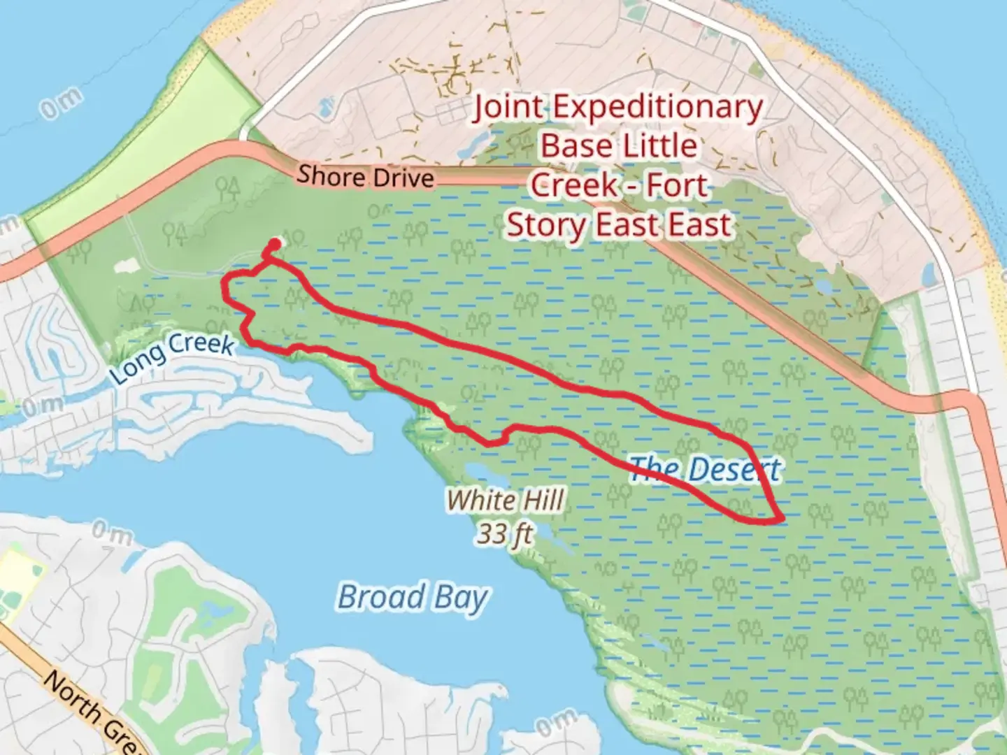 An image depicting the trail Cape Henry, Long Creek and White Hill Lake Loop Trail and its surrounding area.