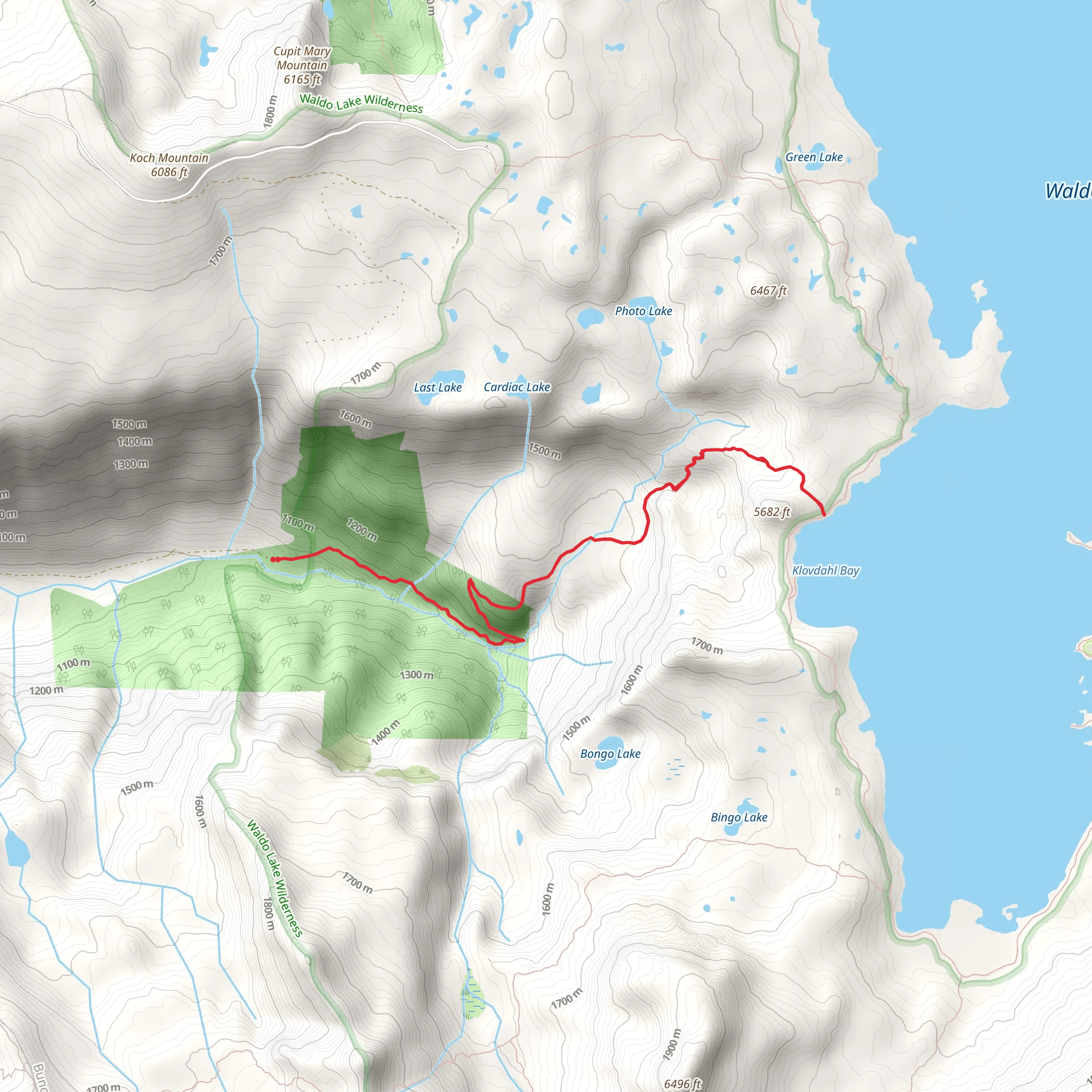 Waldo Lake via Black Creek Trail mobile static map
