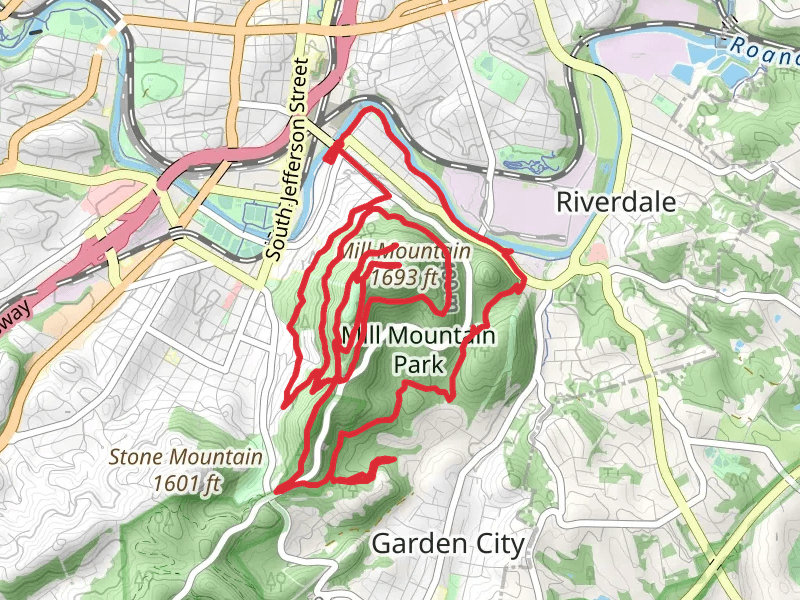 Mill Mountain - Big Sunny and Wood Thrush Loop Trail