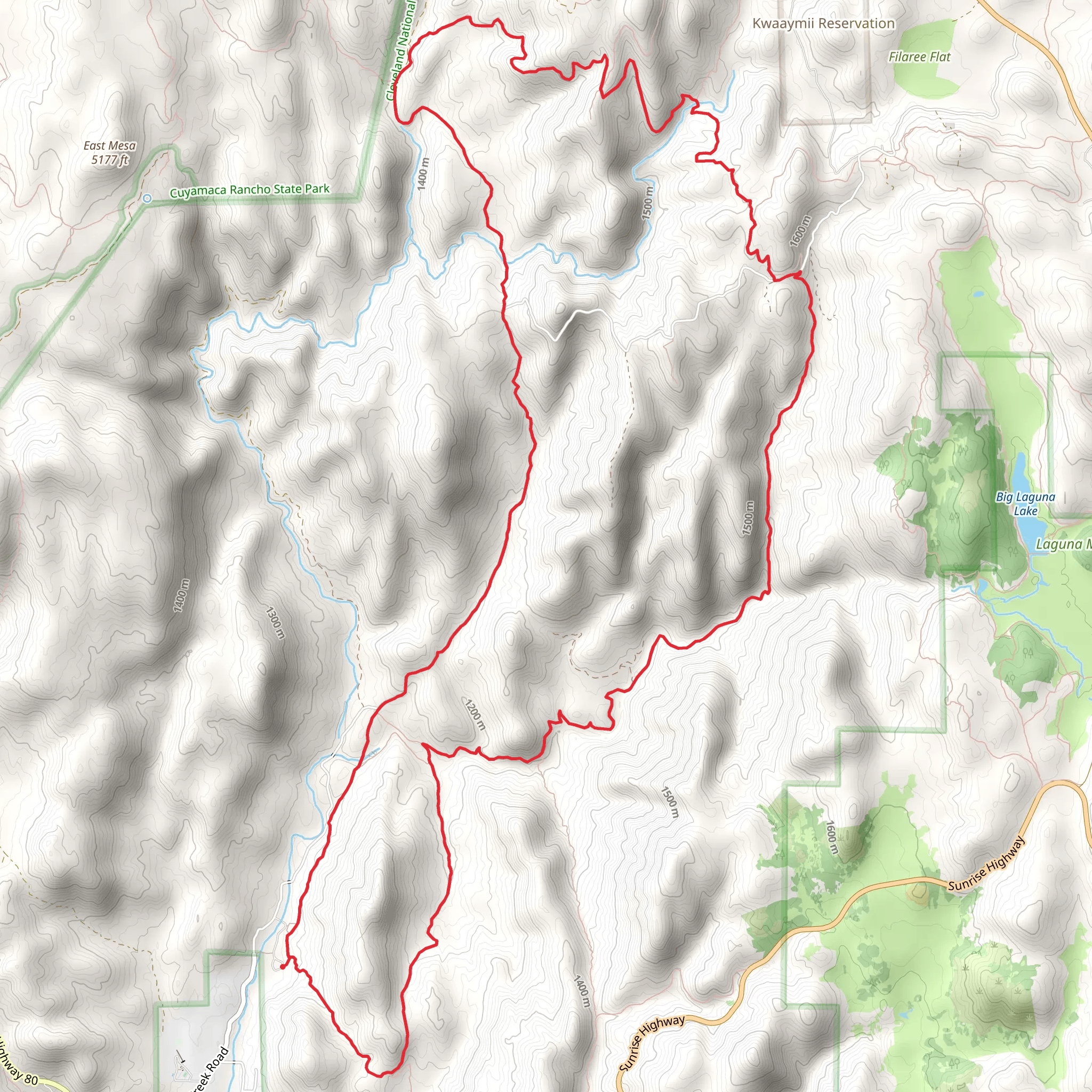 Noble Canyon, Champagne Pass and Indian Creek Loop Trail mobile static map