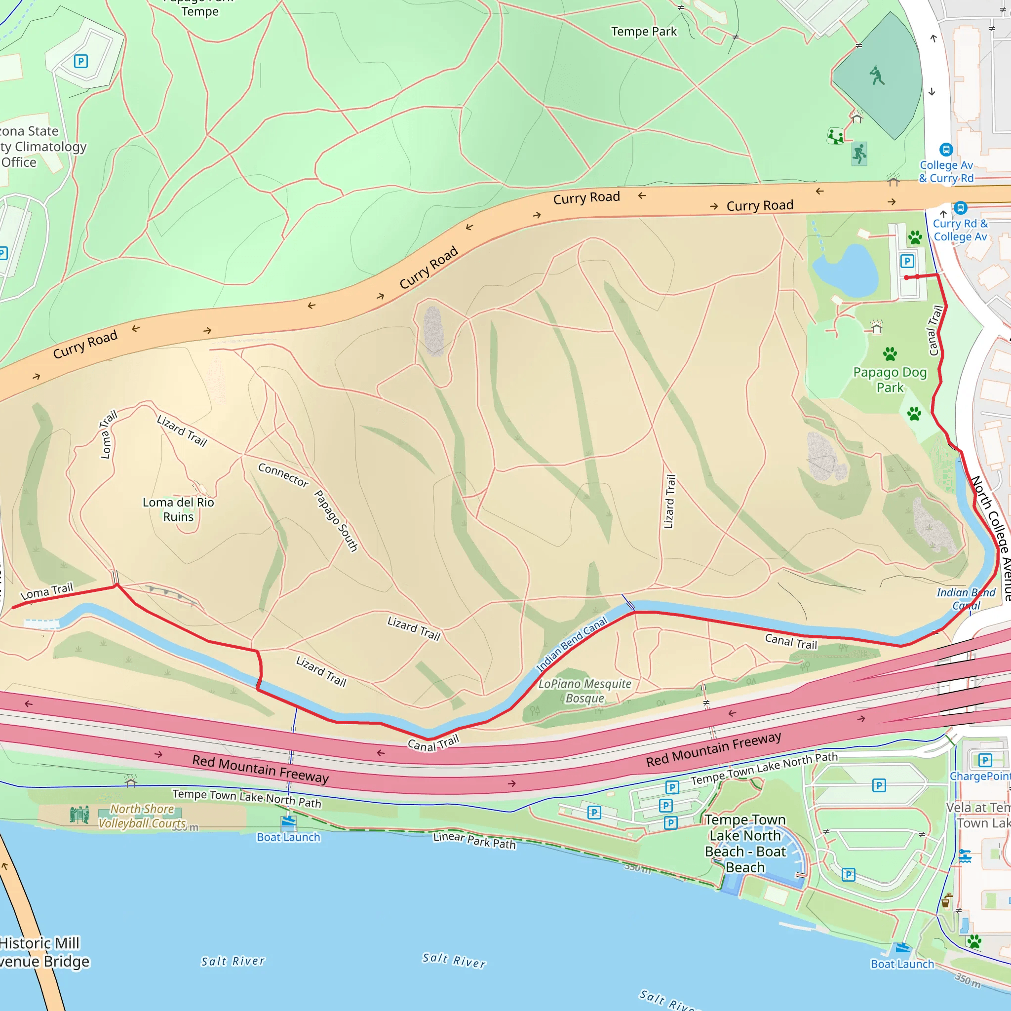 Canal trail and Loma Trail mobile static map