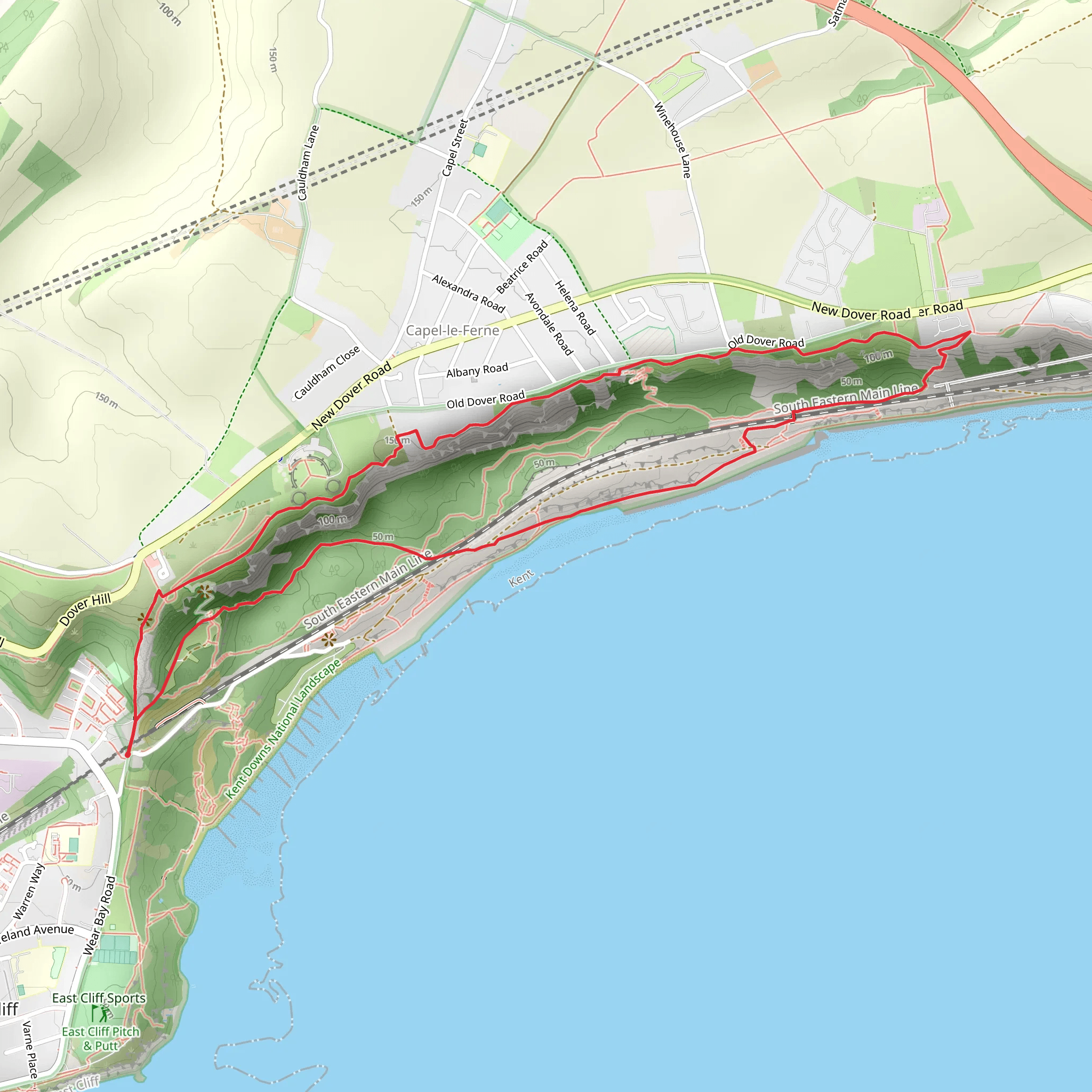 East Cliff and Warren Country Park mobile static map