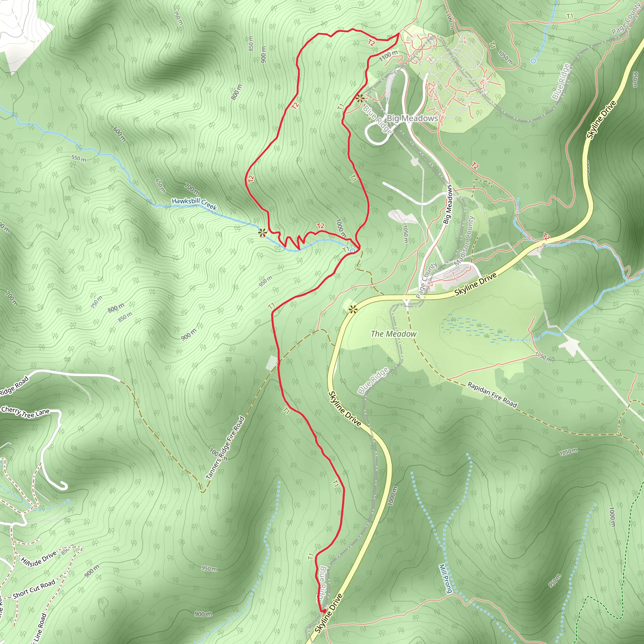 Big Rock via Appalachian Trail and Lewis Spring Falls Trail mobile static map