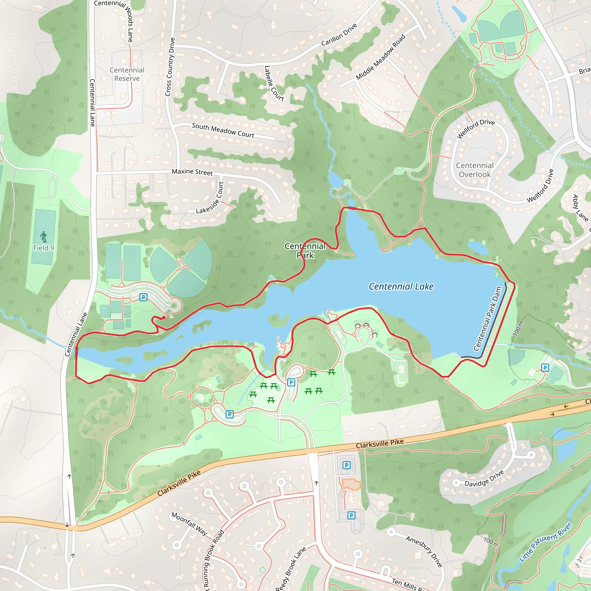 Centennial Lake Loop mobile static map