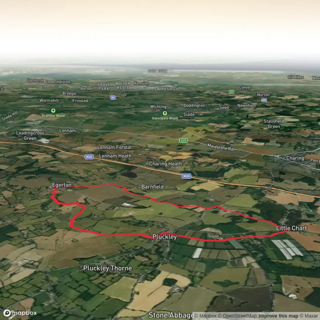 An image depicting the trail Pluckley/Egerton Loop and its surrounding area.
