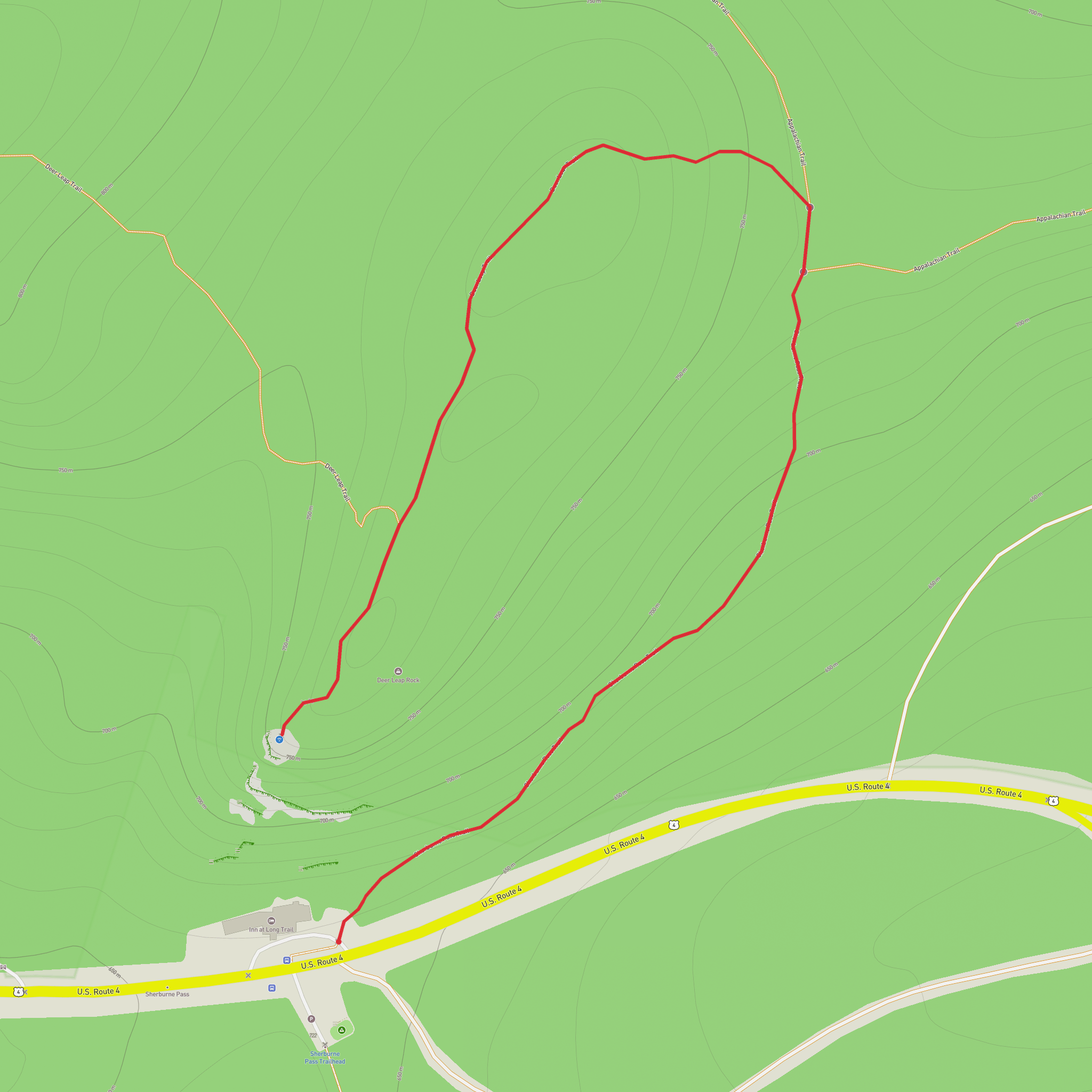 Dear Leap Overlook via Sherburne Pass Trail mobile static map