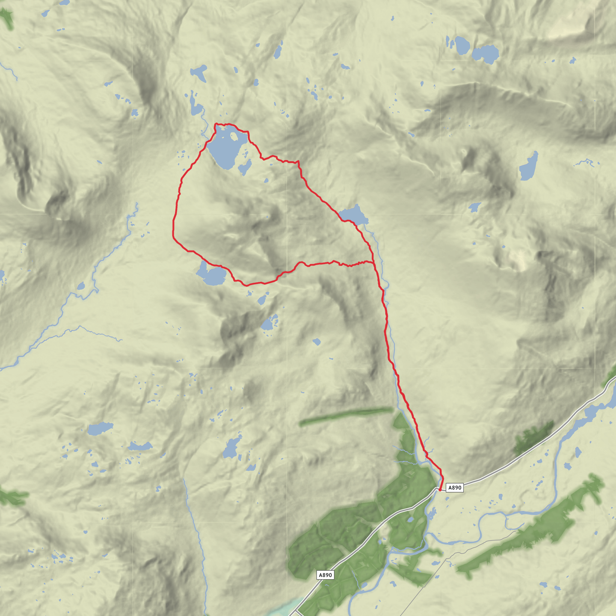 Loch Coire Fionnaraich, Loch an Eoin and Loch Coire an Ruadh-Staic Loop mobile static map
