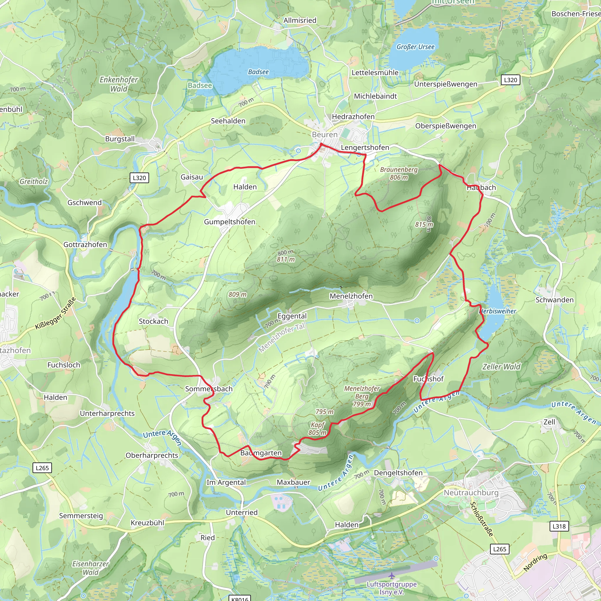 Beuren Loop via Gottrazhofer Stausee mobile static map