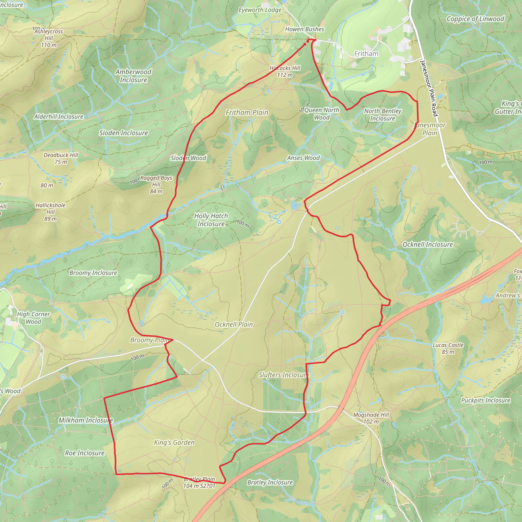 Queen North Wood, Holly Hatch Inclosure and North Bentley Inclosure - Fritham mobile static map